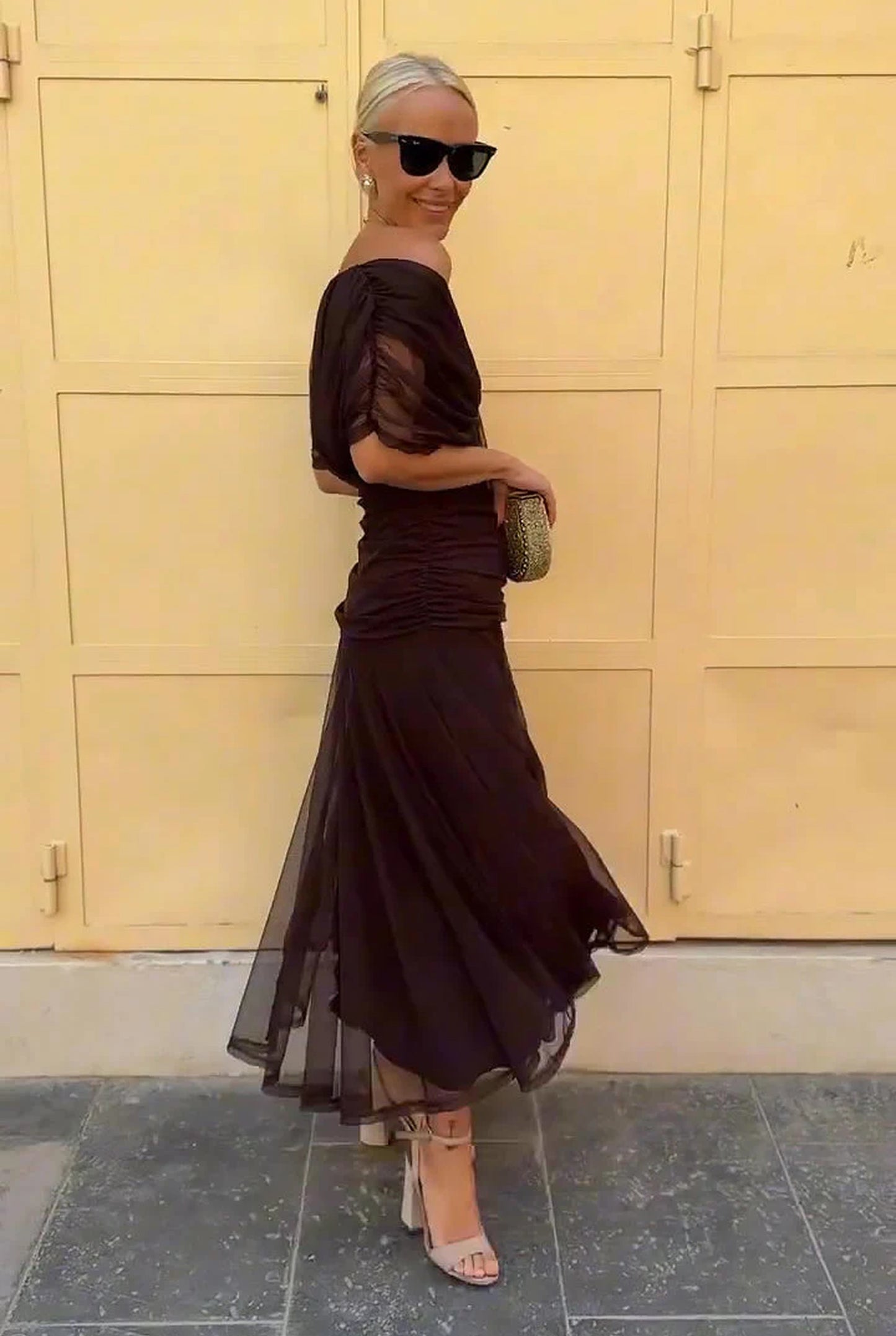 Louisette Women's Maxi Dress | Off-Shoulder | Layered Tulle
