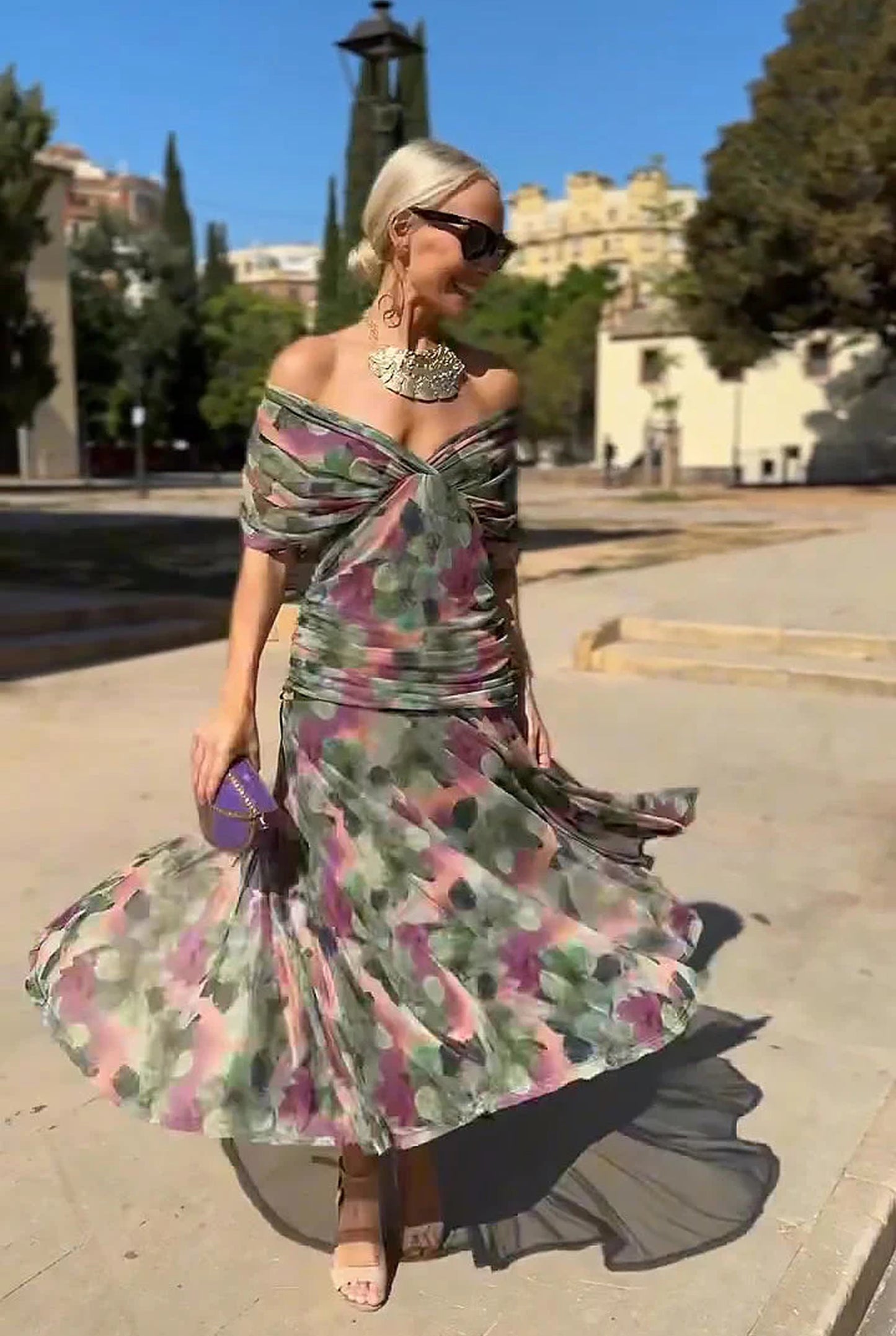 Louisette Women's Maxi Dress | Off-Shoulder | Layered Tulle