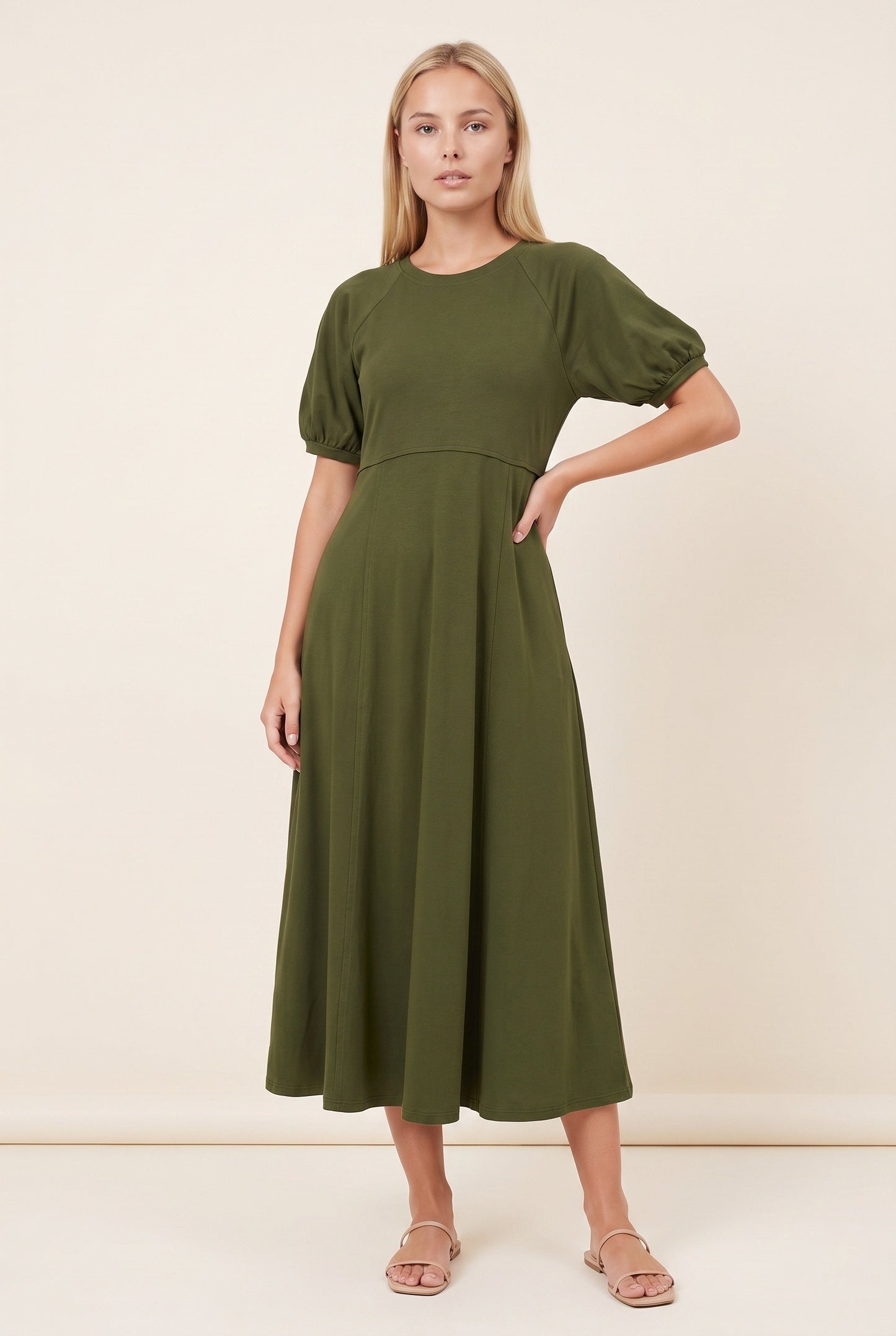 Zuzanne Dames Maxi Jurk | Pofmouwen | Wijde Pijpen