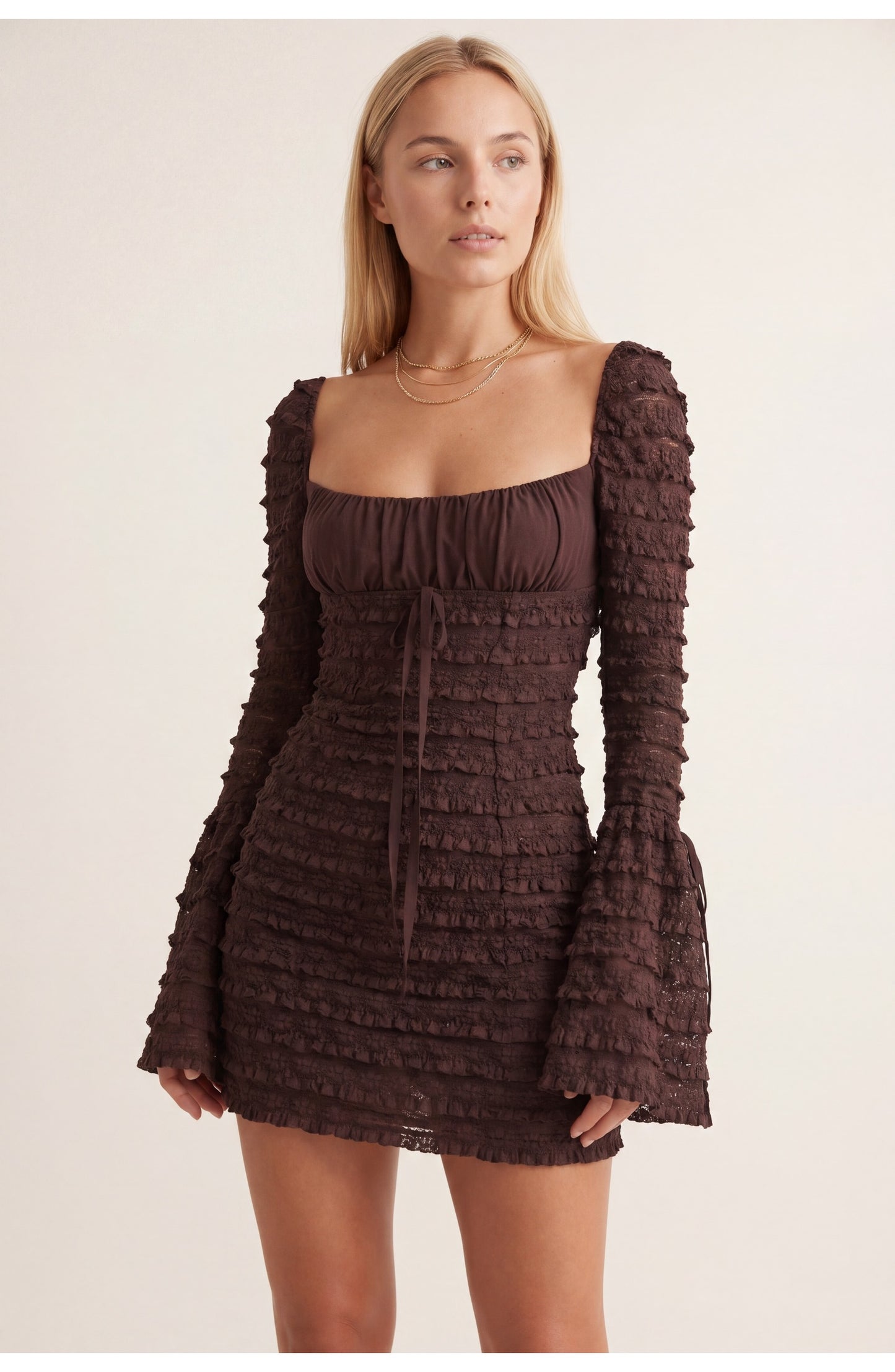 Dames Mini Jurk | Elegante Pasvorm | Hazel Bruin