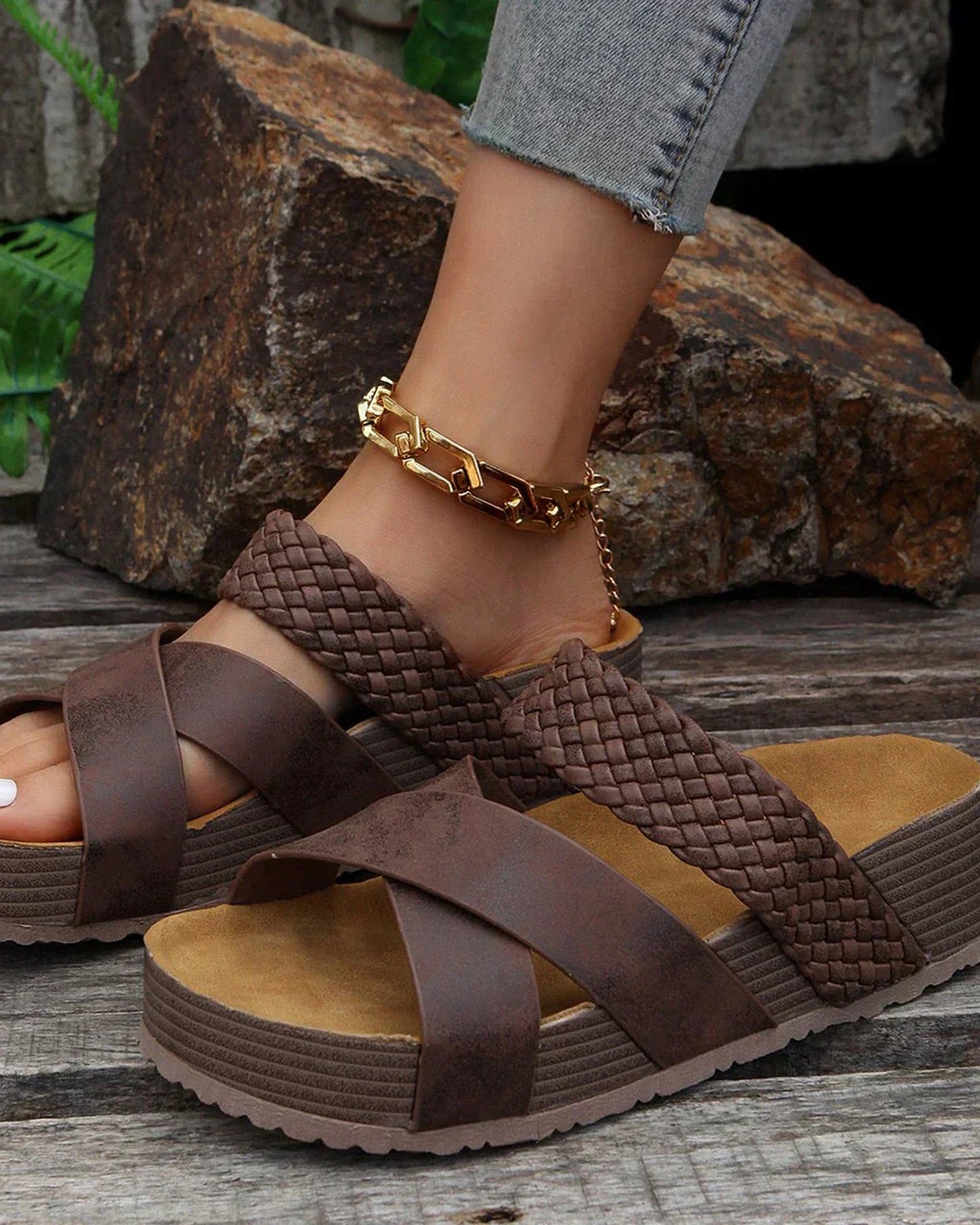 Trinité Dames Sandalen | Gevlochten | Plateauzool