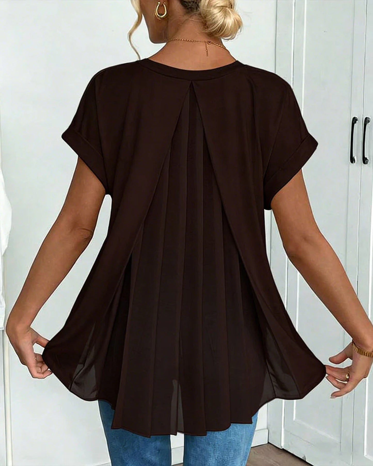 Robine Dames Top | Plooiende Rugdetail | Korte Mouwen