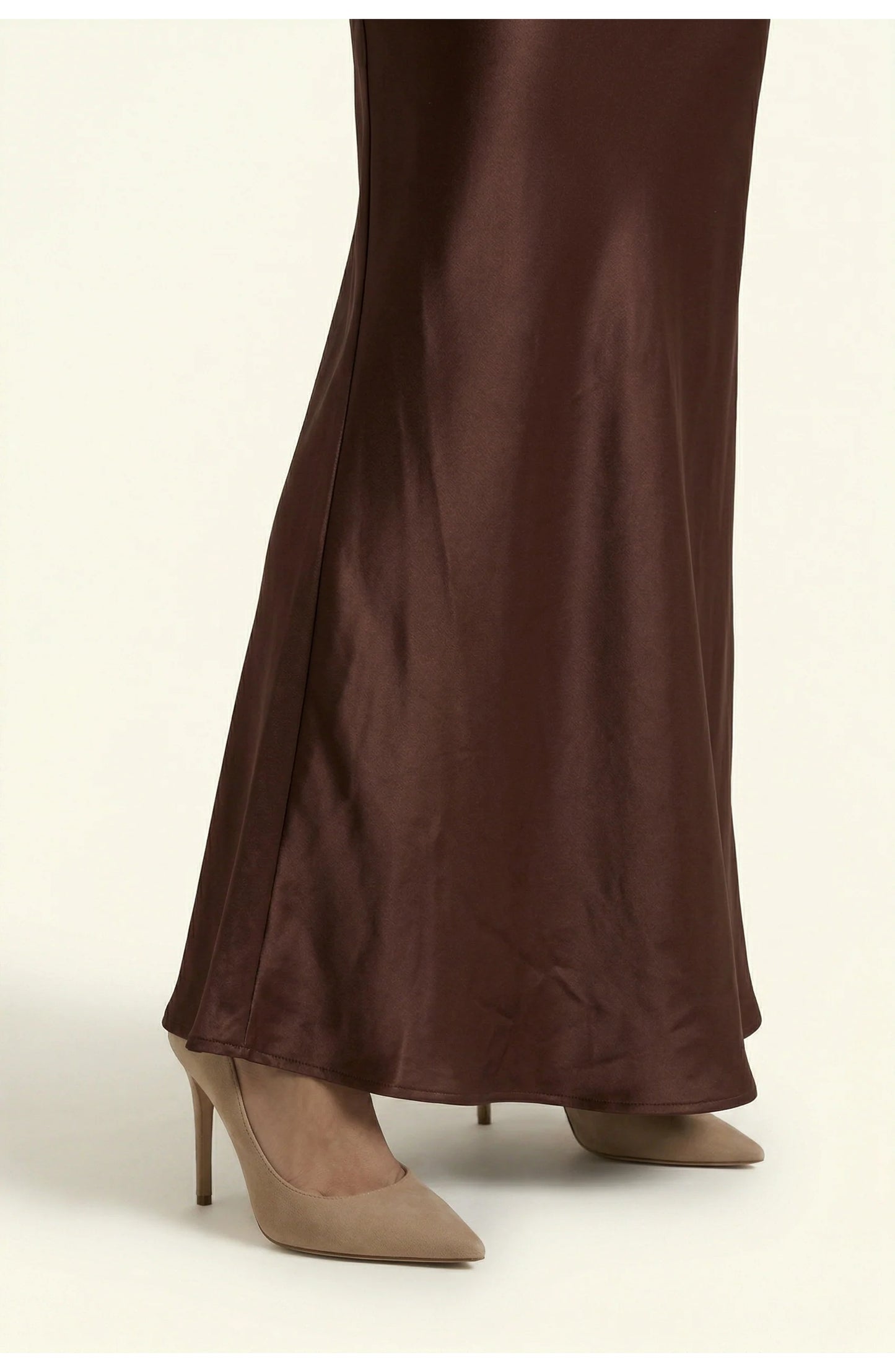 Dames Maxi Jurk | Kanten V-Hals | Satijnen Rok