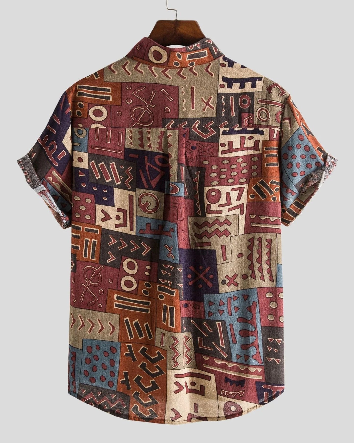 Leone Heren Overhemd | Geometrisch Patroon | Korte Mouwen
