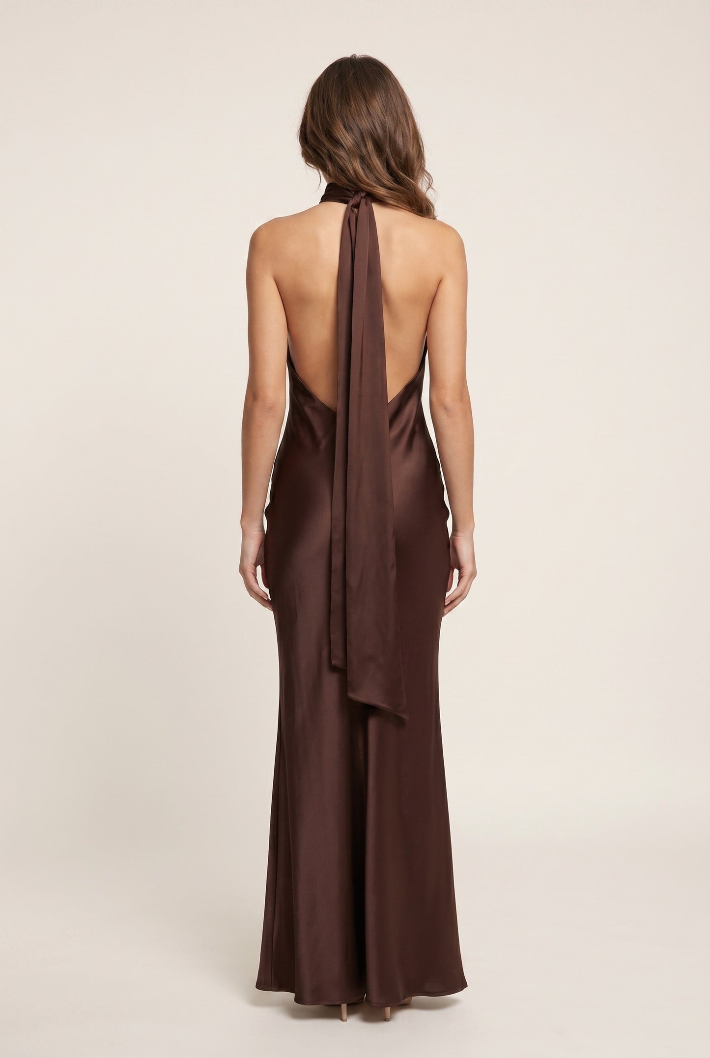 Sukienka maxi damska | Halter | Wysoki rozcięcie