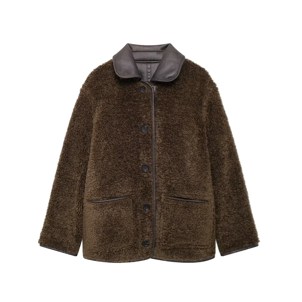 Brynna Dames Jas | Omkeerbaar Luxe Faux Leder Vintage Stijl 3