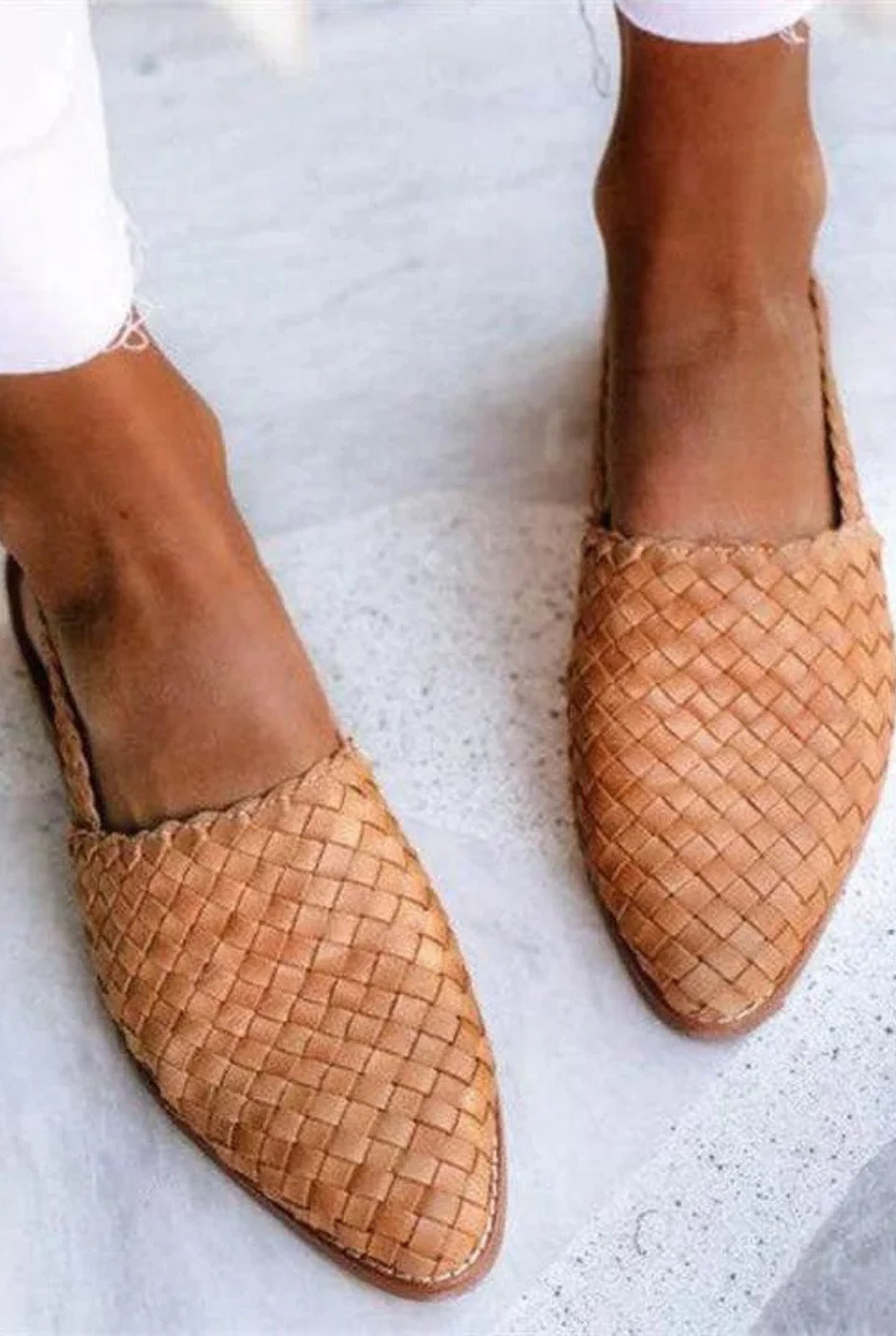 Dámské baleríny Célina | Pletená kůže | Pásek na patě slingback