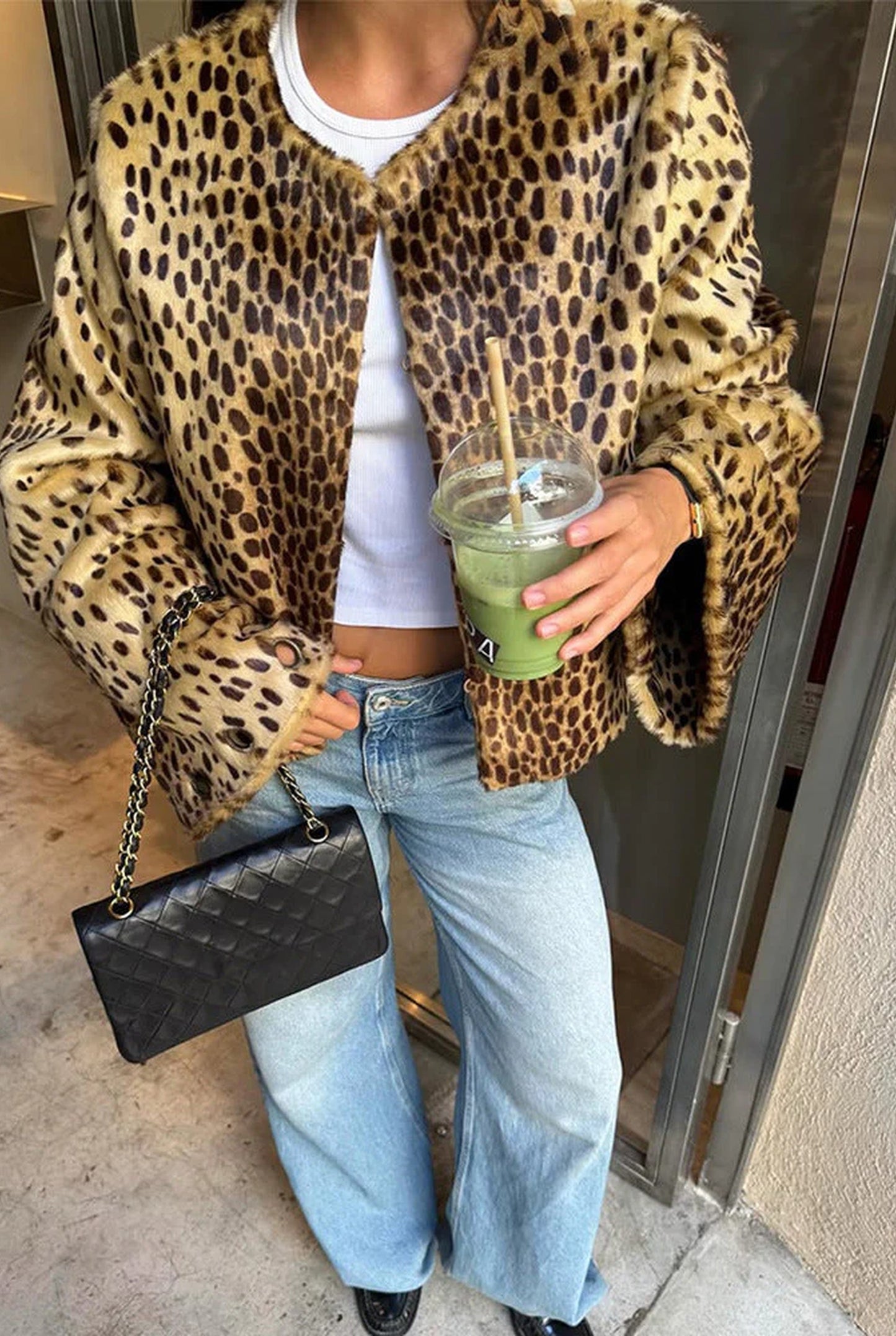 Hedwige Dames Jas | Cheetahprint Faux Fur | Korte Lengte