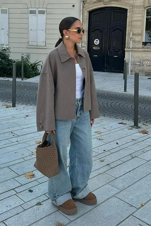 Heloise Damejakke | Boxy Fit | Oversized Krave og Knaplukning