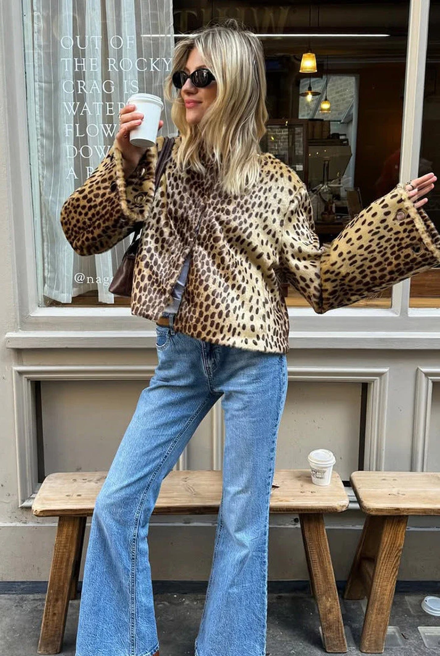 Hedwige Dames Jas | Cheetahprint Faux Fur | Korte Lengte