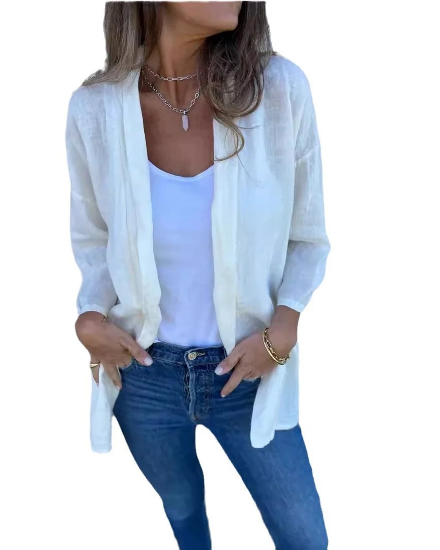 Elettra Dames Vest | Lange Mouwen | Overhemdkraag