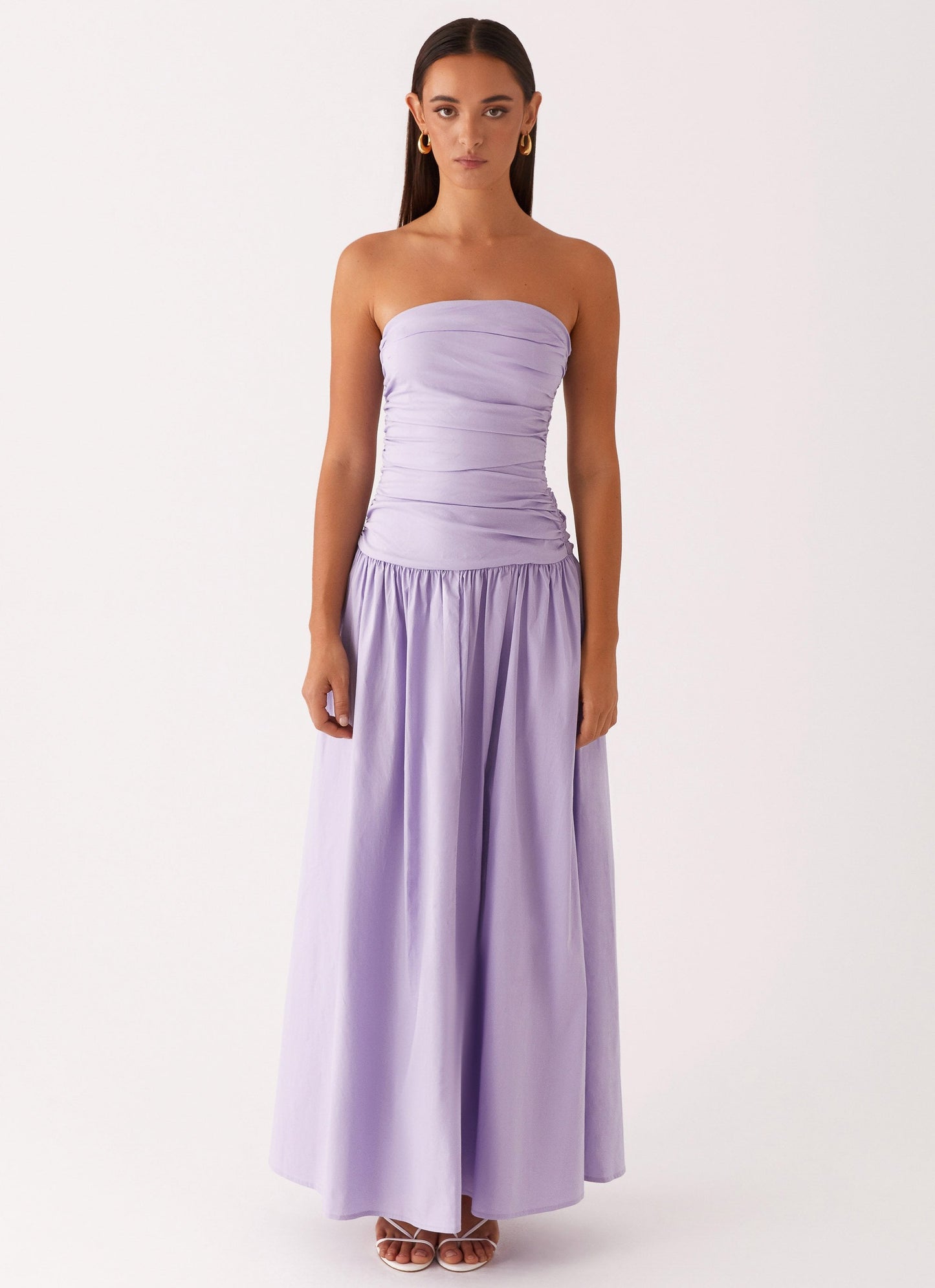 Liliane Strapless Maxi Jurk | Lavendel met Plooidetail 20
