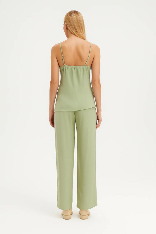 Cecilia Dames Co-ord Set | Mouwloos | Met Strikdetail | Tweedelige Set 1