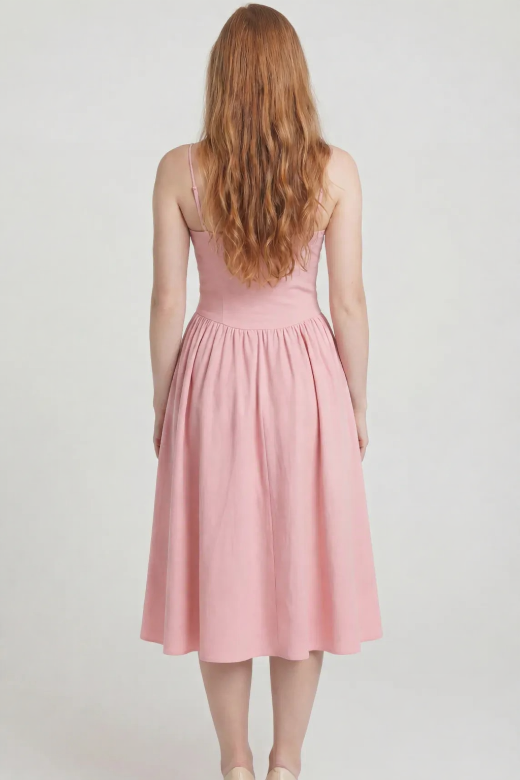 Calerina Dames Jurk | Midi Lengte | Spaghettibandjes & Flatterende Taille