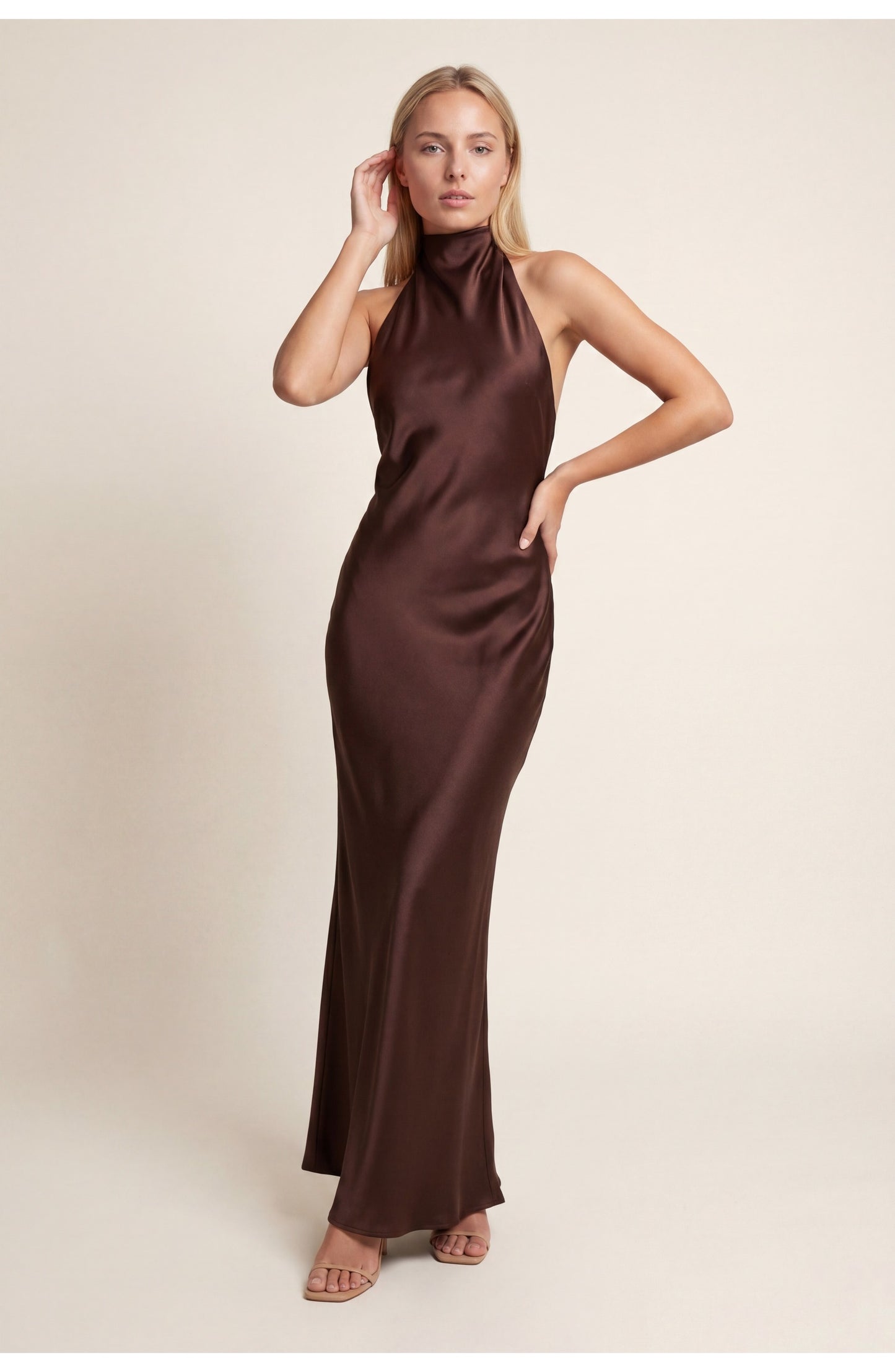 Women's Maxi Dress | Halter Neck Detail | Satin Fabric