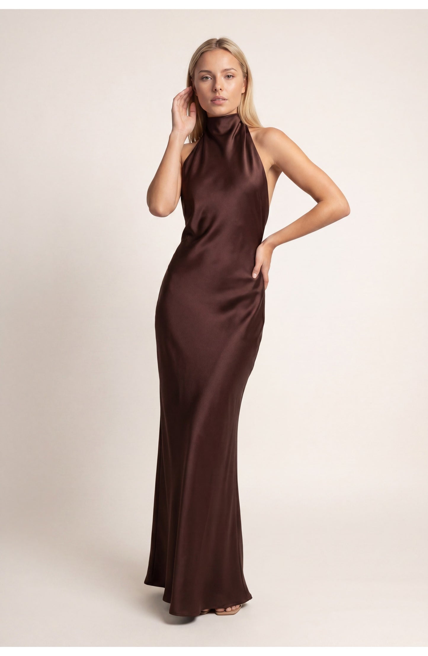 Women's Maxi Dress | Halter Neck Detail | Satin Fabric