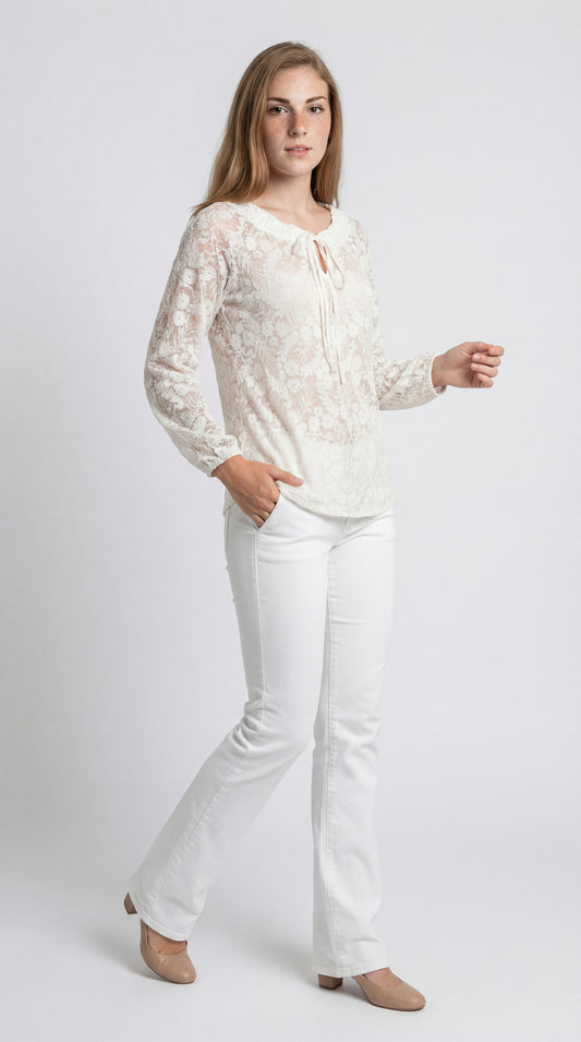 Top | Lange Mouw | Ronde Hals | Kant Design