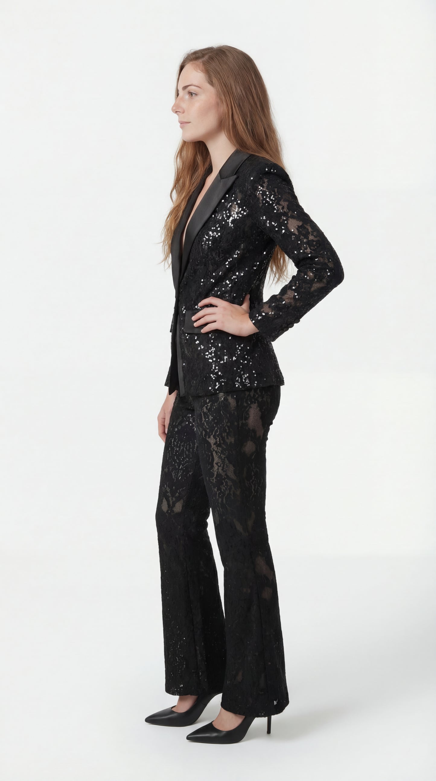 Dames Co-Ord Set | Blazer & Broek | Pailletten Details | Elegante Pasvorm