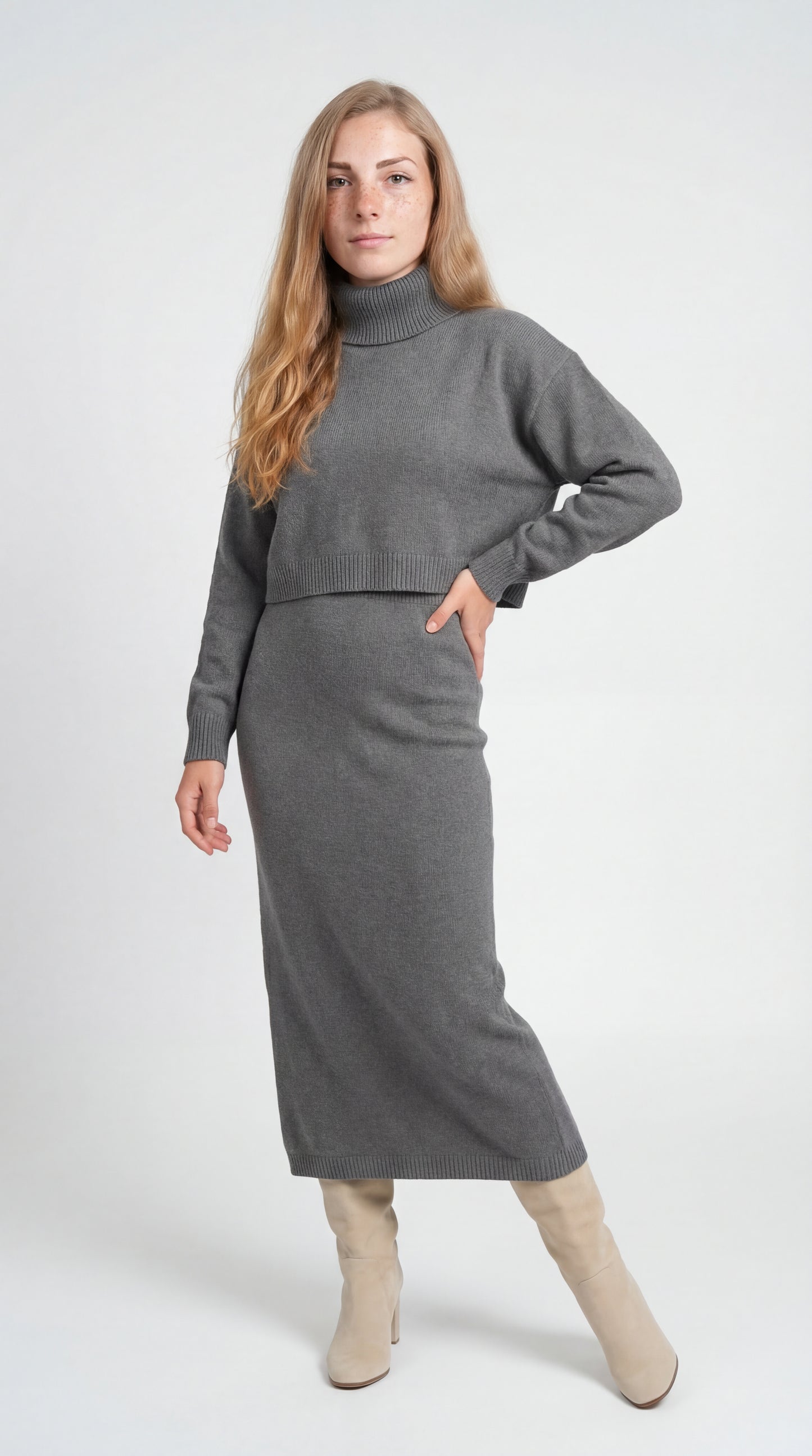 Dames Co-Ord Set | Midi Lengte | Col | Gebreide Set Look