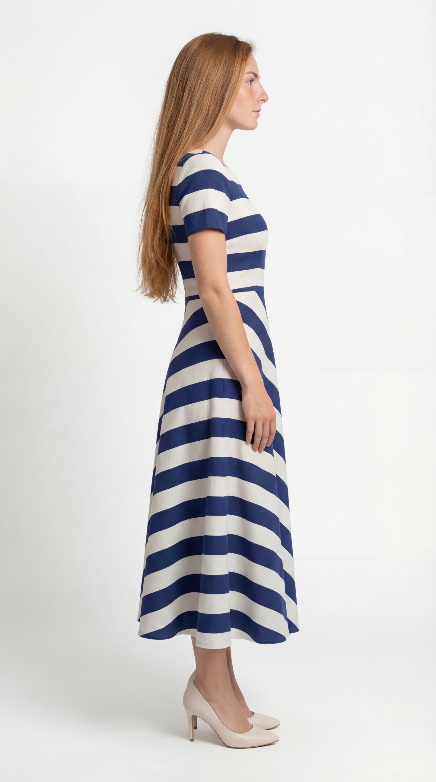 Velmira Jurk | Midi Lengte | Korte Mouw | Strepen Design