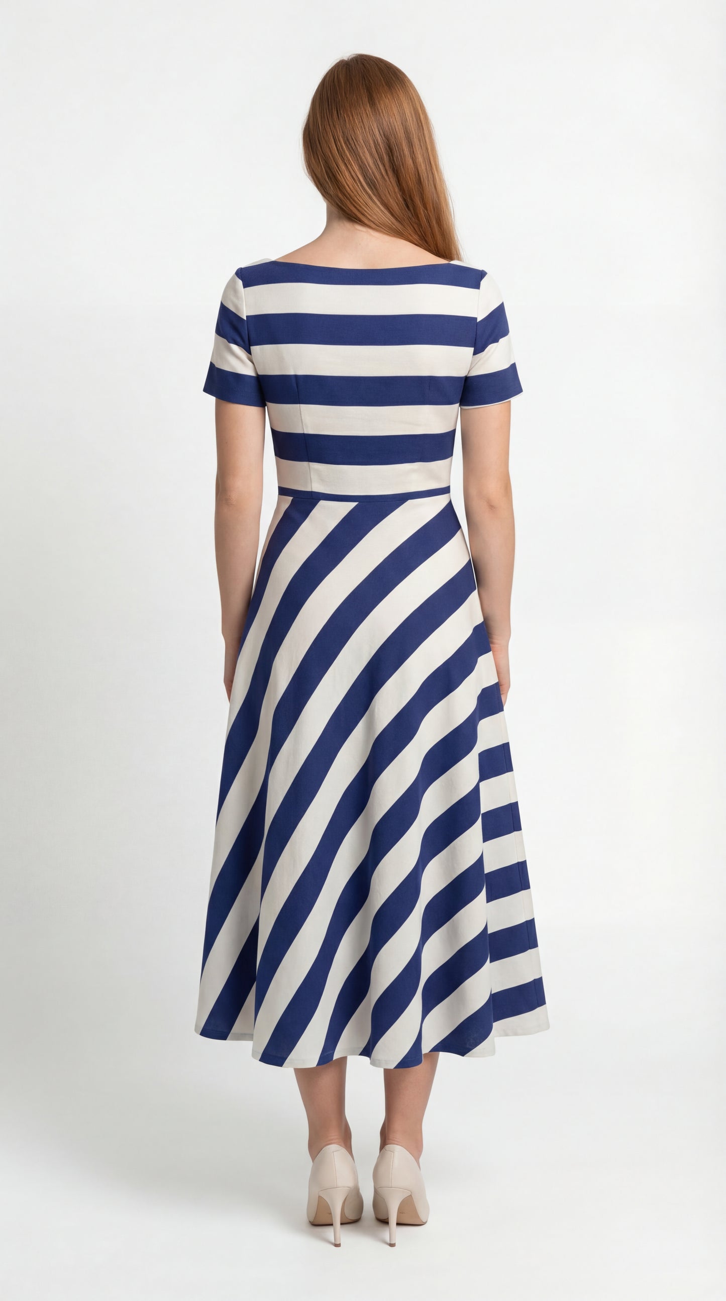 Velmira Jurk | Midi Lengte | Korte Mouw | Strepen Design