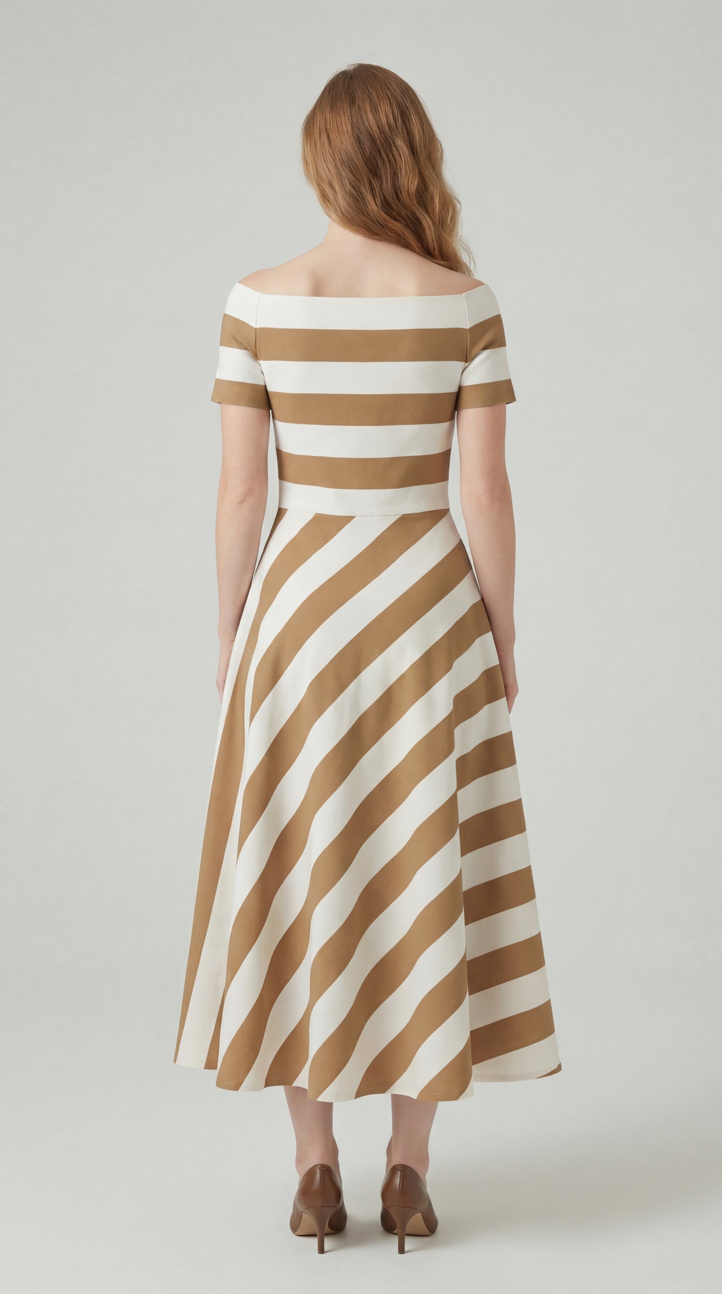 Velmira Jurk | Midi Lengte | Korte Mouw | Strepen Design