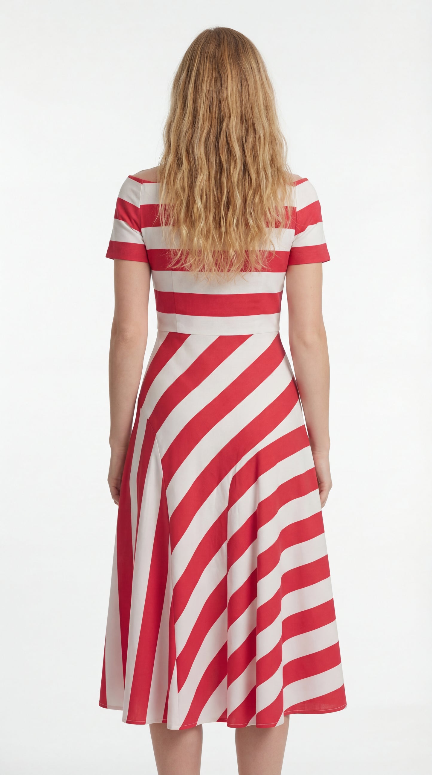 Velmira Jurk | Midi Lengte | Korte Mouw | Strepen Design