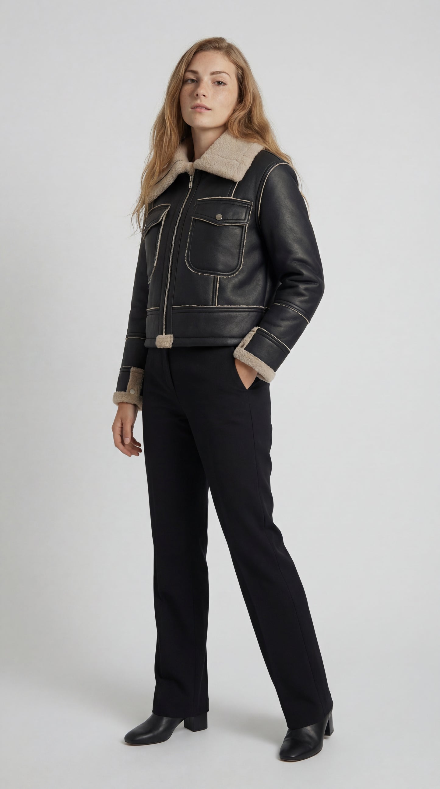 Aurelina Dames Jas | Regular Fit | Met Kraag | Korte Lengte