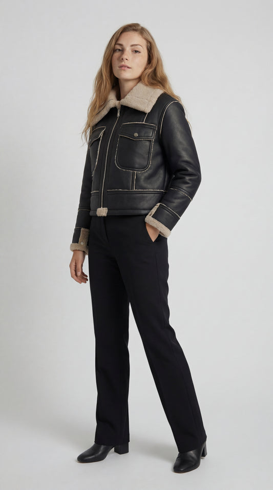 Aurelina Dames Jas | Regular Fit | Met Kraag | Korte Lengte