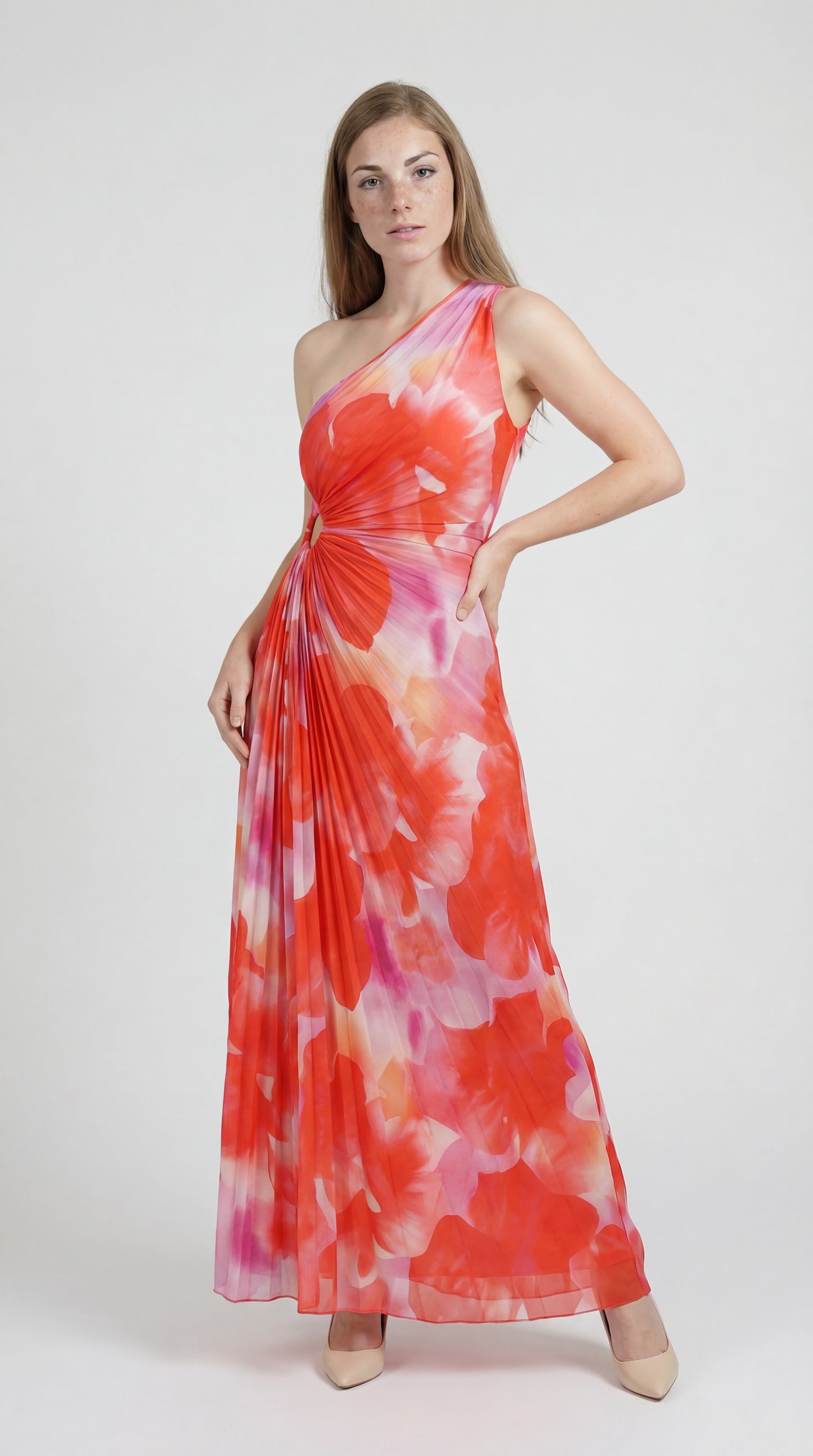 Viretta Dames Jurk | Maxi Lengte | One-Shoulder | Bloemenprint