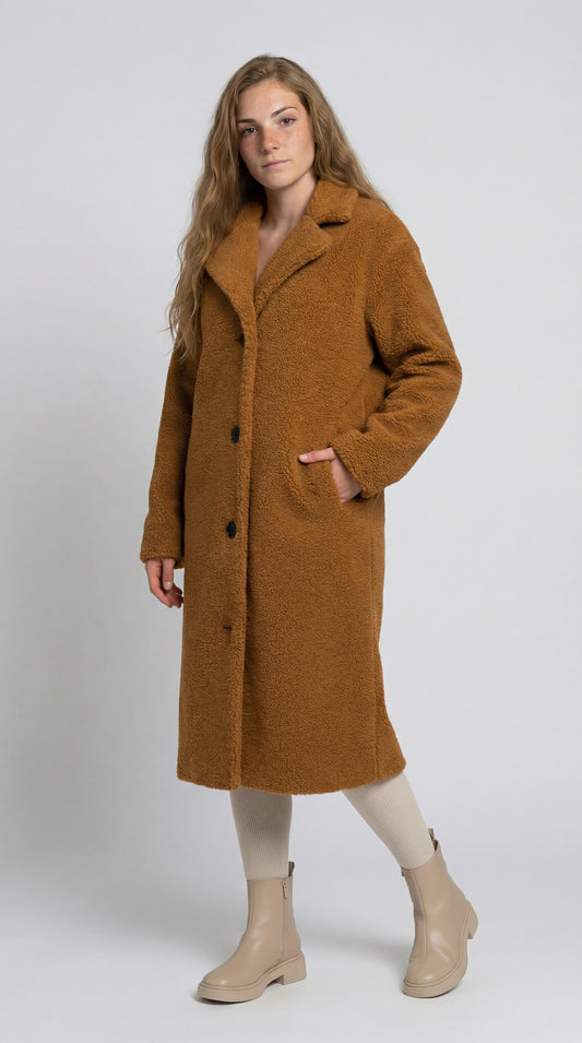 Darialla Dames Jas | Relaxed | Teddy Structuur | Lange Mouwen