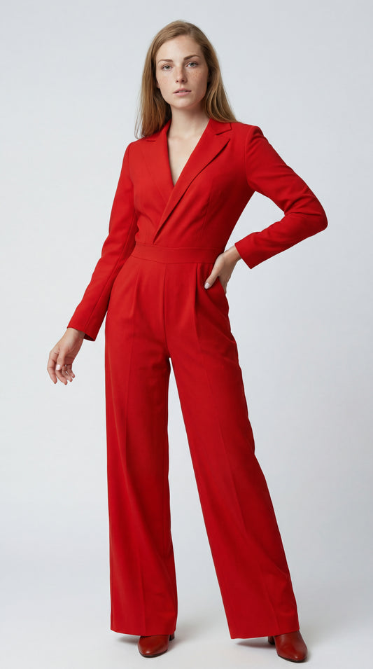 Nerivana Dames Jumpsuit | Blazerstijl | Wijde Pijpen | Taille Accent