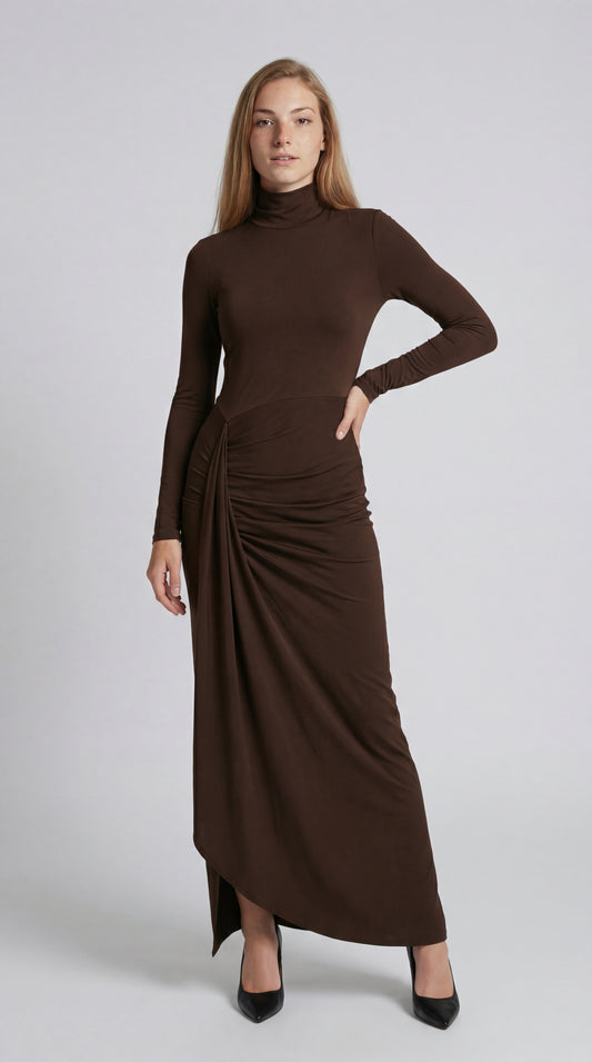 Dames Jurk | Colhals | Asymmetrische Maxi Lengte