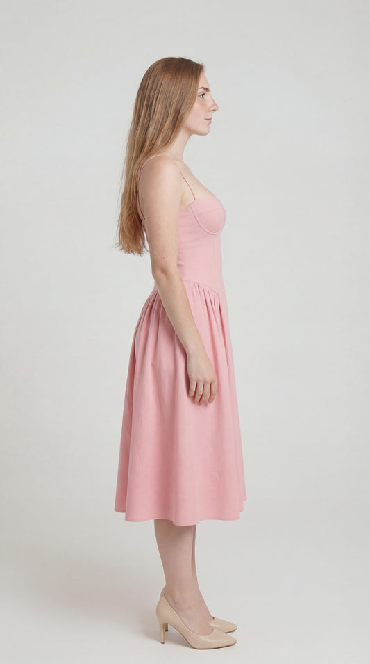 Calerina Dames Jurk | Midi Lengte | Spaghettibandjes & Flatterende Taille