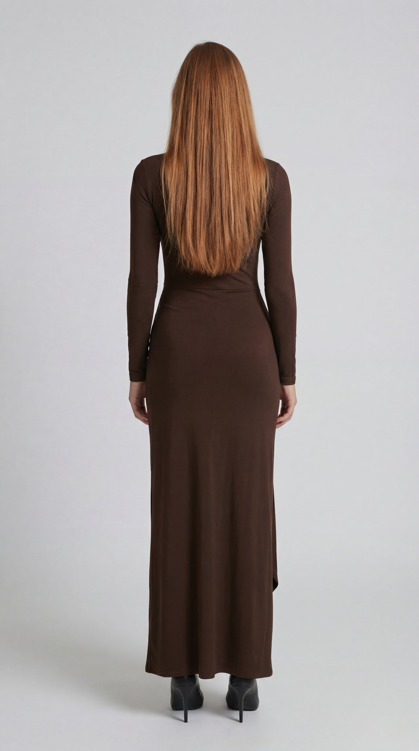 Gilberte Women's Dress | Turtleneck | Asymmetric Maxi Length