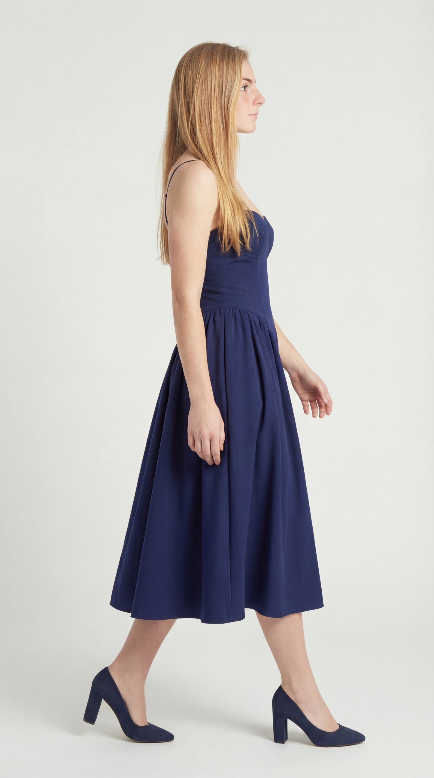 Calerina Dames Jurk | Midi Lengte | Spaghettibandjes & Flatterende Taille