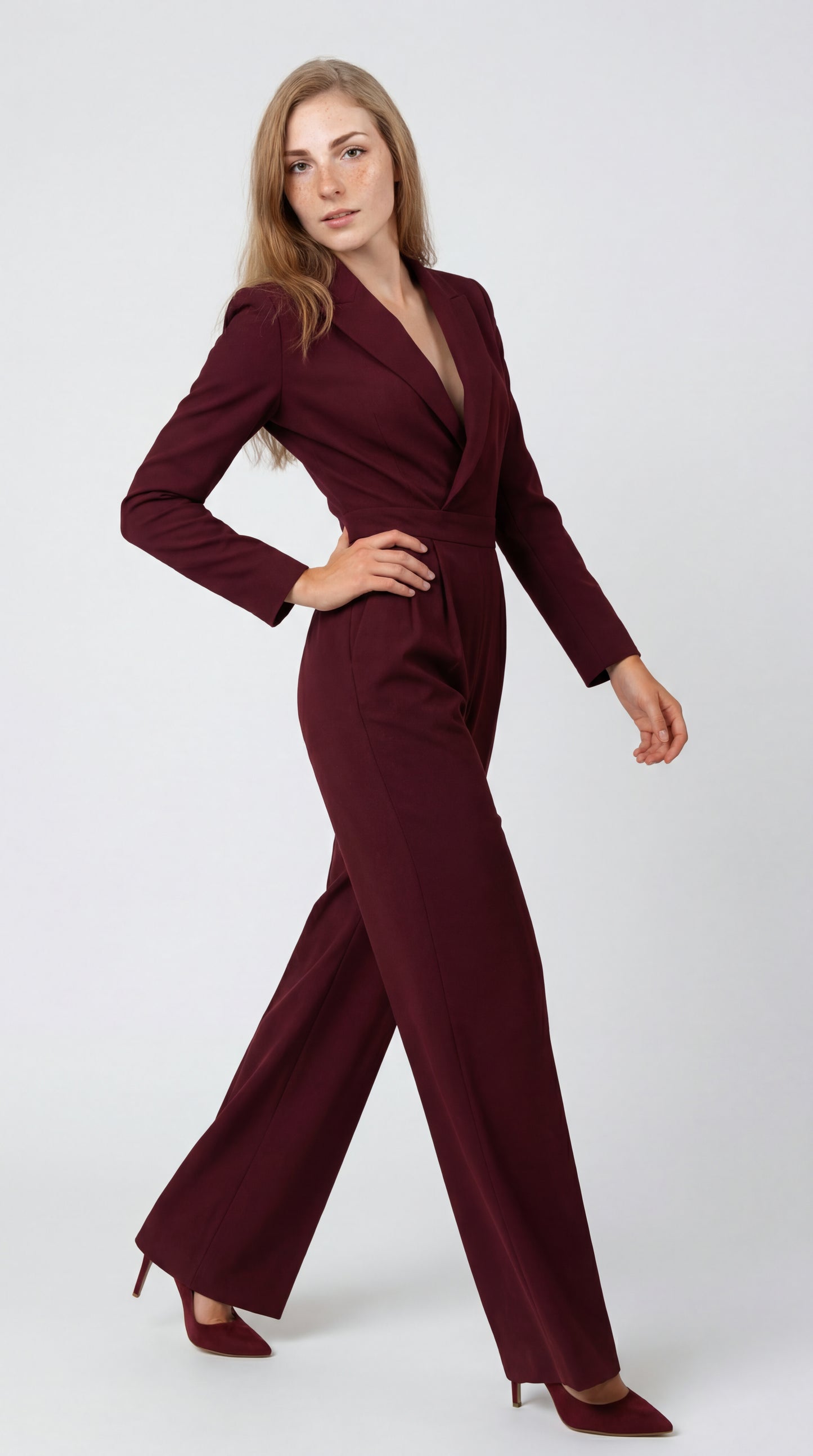 Nerivana Dames Jumpsuit | Blazerstijl | Wijde Pijpen | Taille Accent