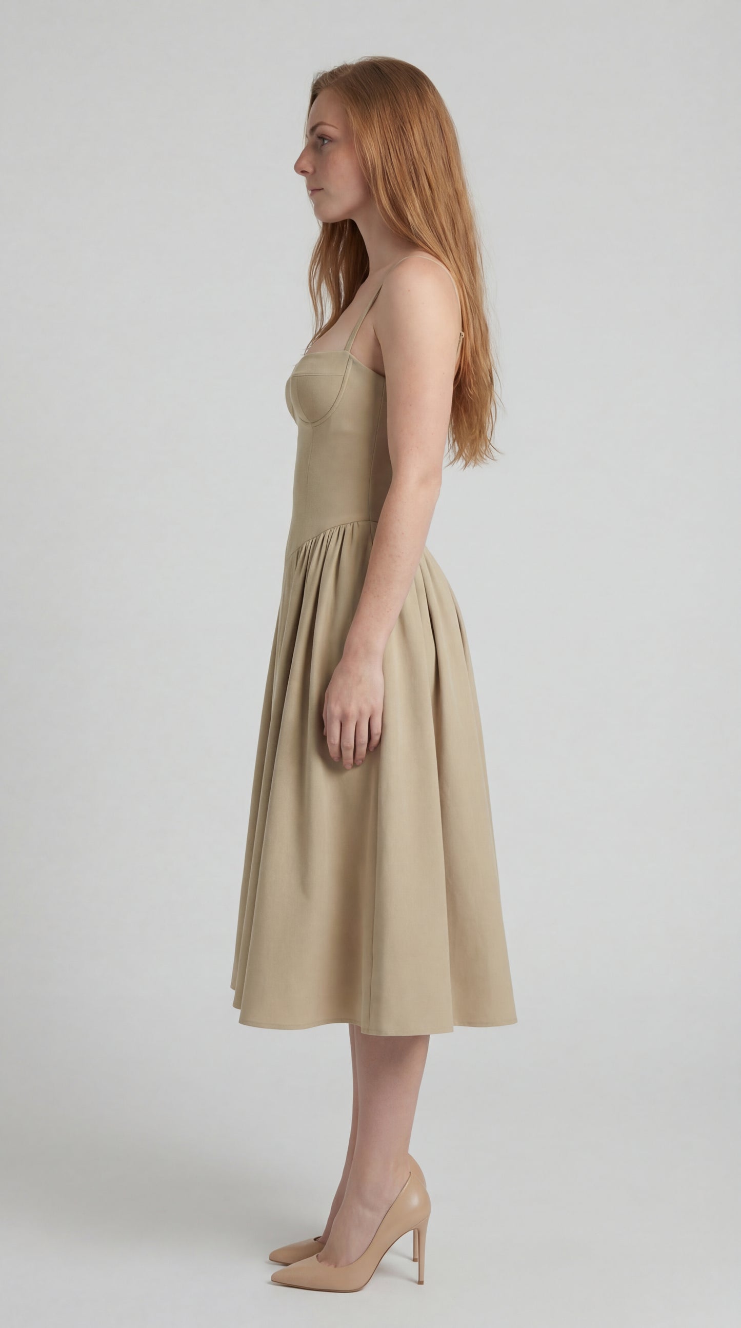 Calerina Dames Jurk | Midi Lengte | Spaghettibandjes & Flatterende Taille