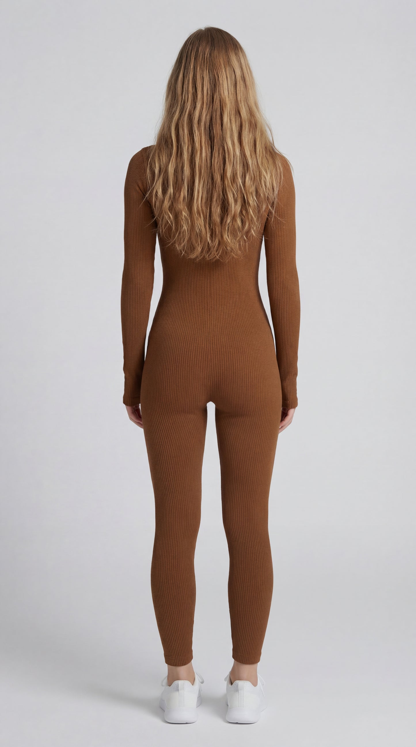 Solena Dames Jumpsuit | Aansluitend | Lange Mouw | Ribstructuur