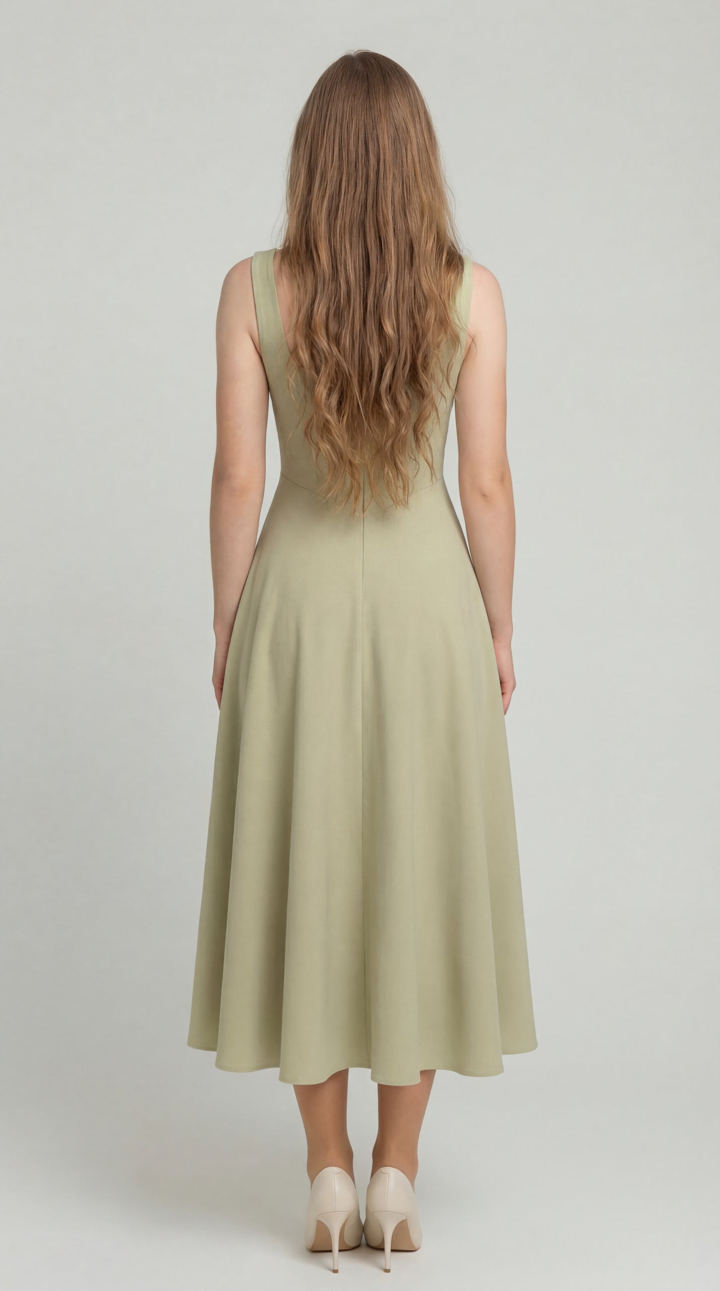 Selmira Dames Jurk | Getailleerd | Square Neck | Midi-rok