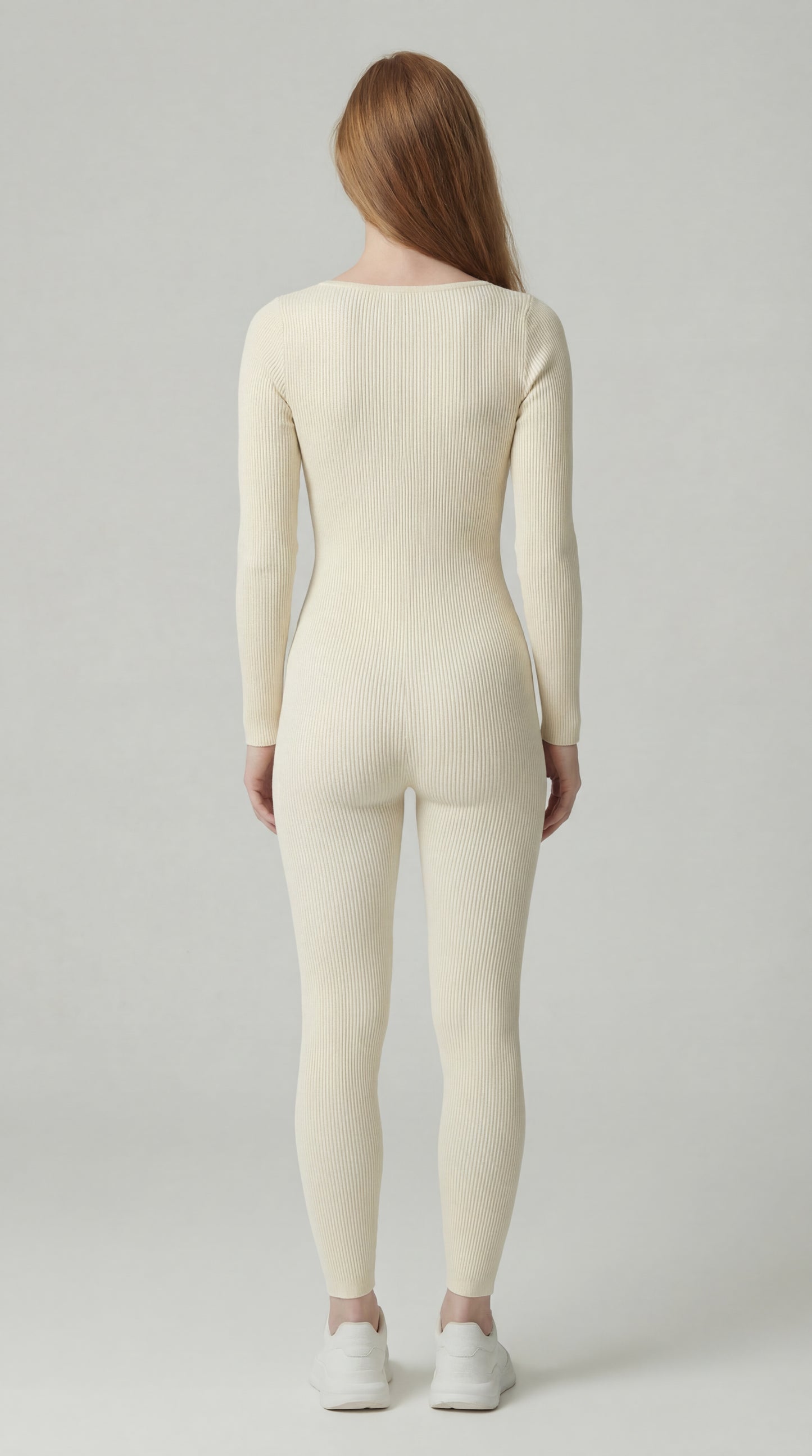 Solena Dames Jumpsuit | Aansluitend | Lange Mouw | Ribstructuur