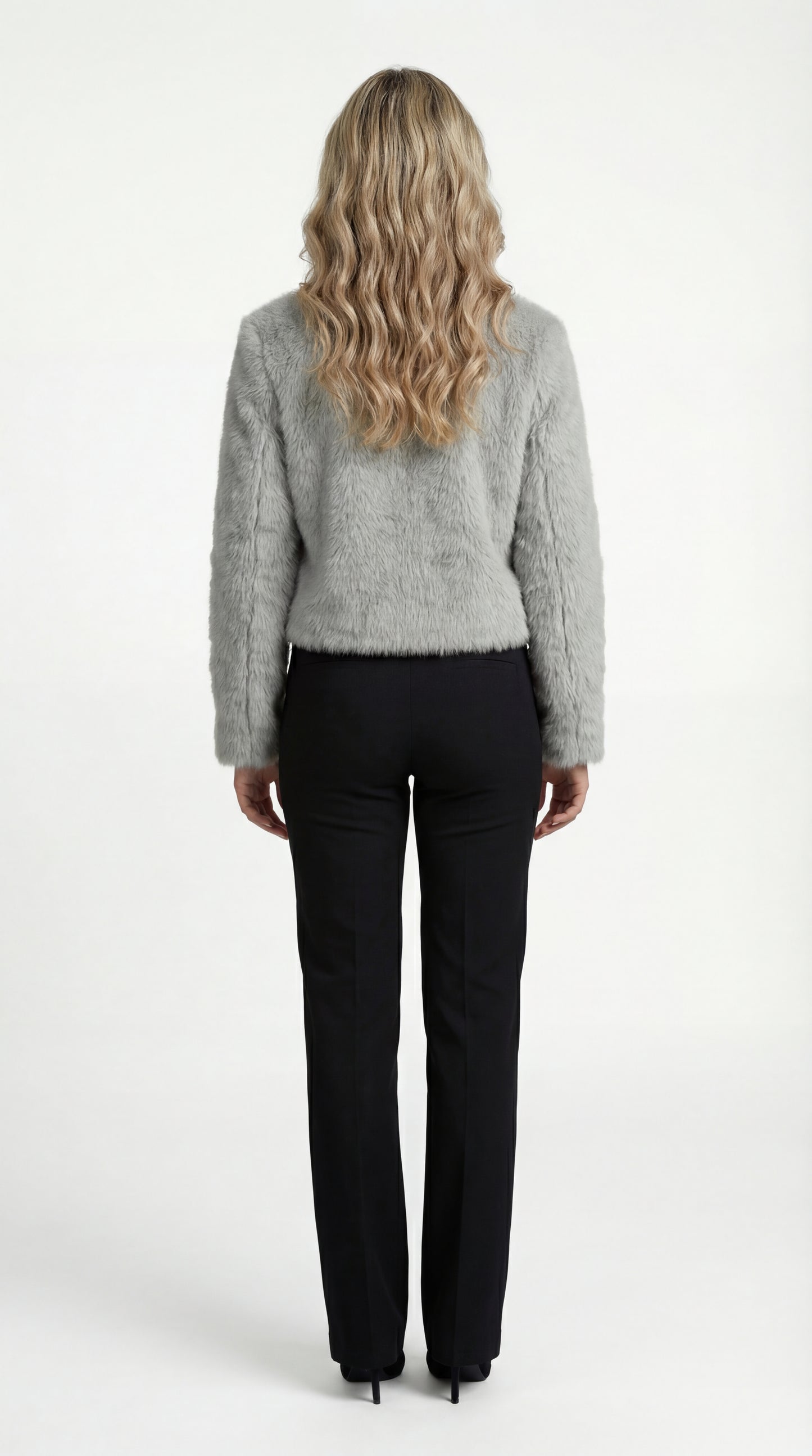 Fleur Dames Korte Jas | Zachte Faux Fur | Ronde Hals | Rechte Snit