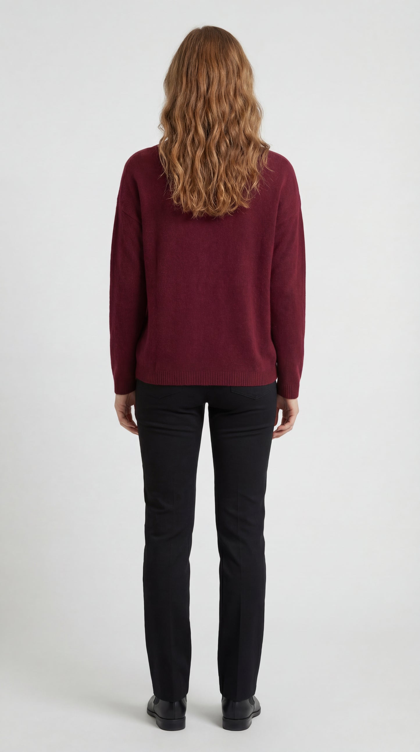 Dames Trui | Ronde Hals | Comfortabele Gebreide Pasvorm | Bordeaux Rood