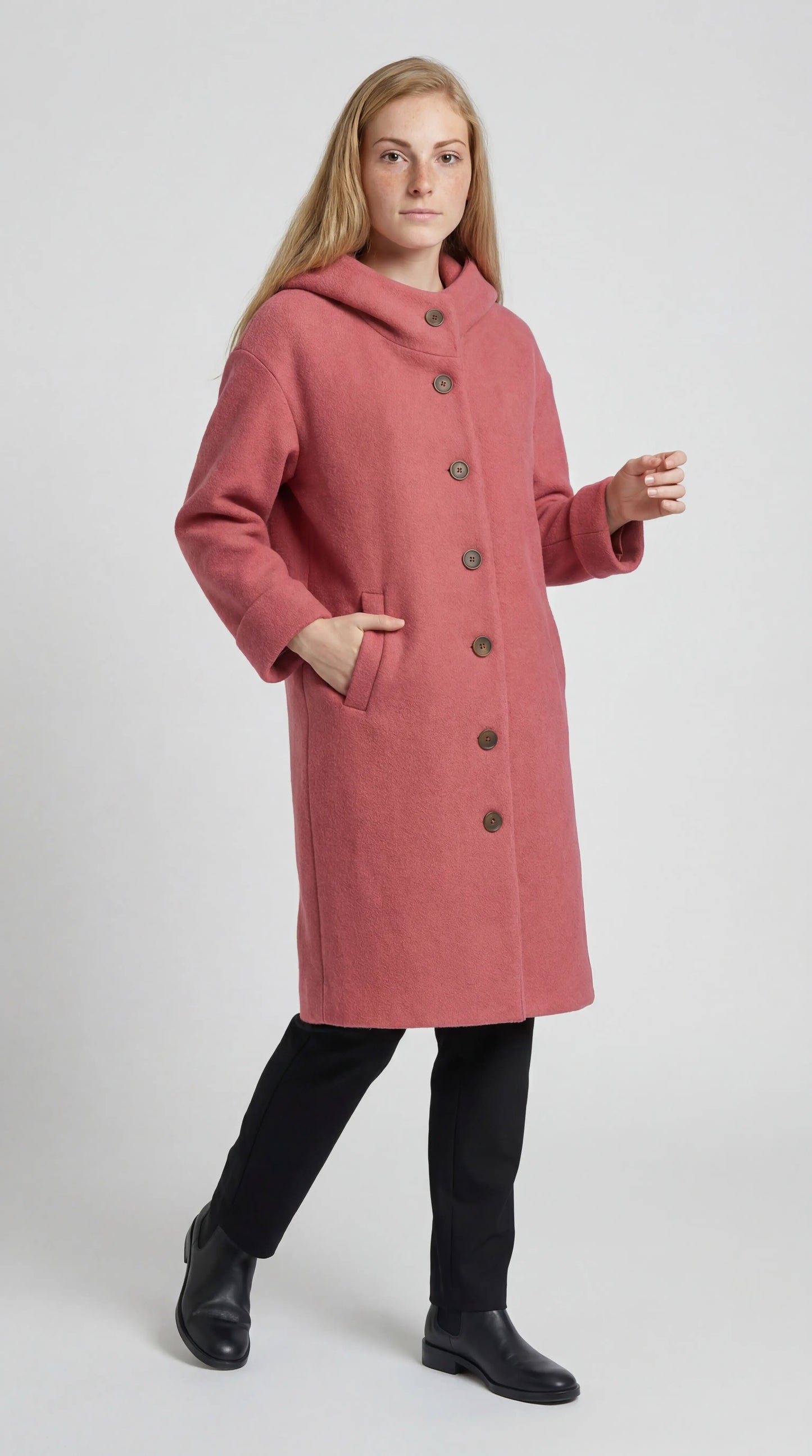 Lucia Dames Lange Jas | Rechte Snit | Met Knopen | Capuchon