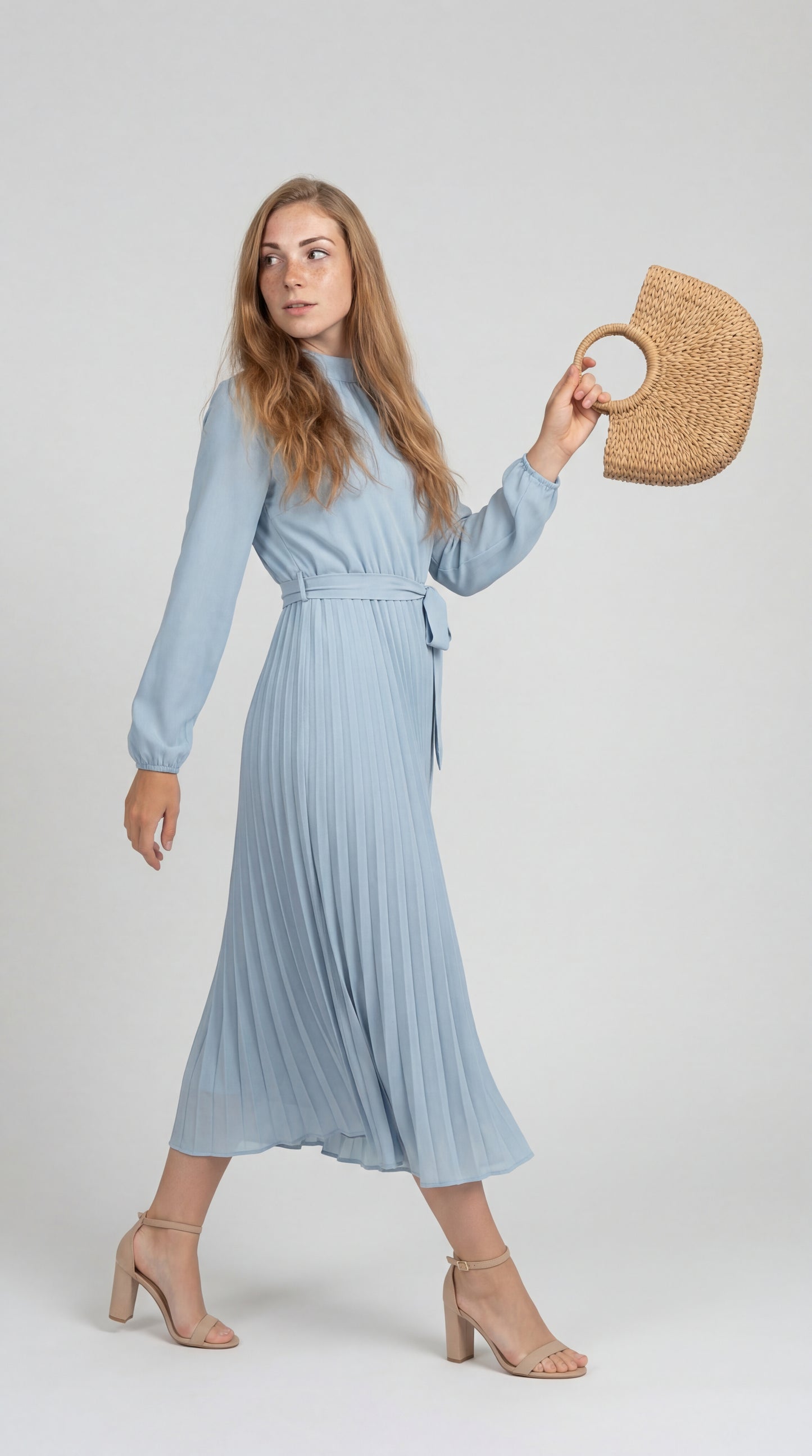 Valerina Dames Jurk | Midi | Geplisseerd Met Tailleceintuur