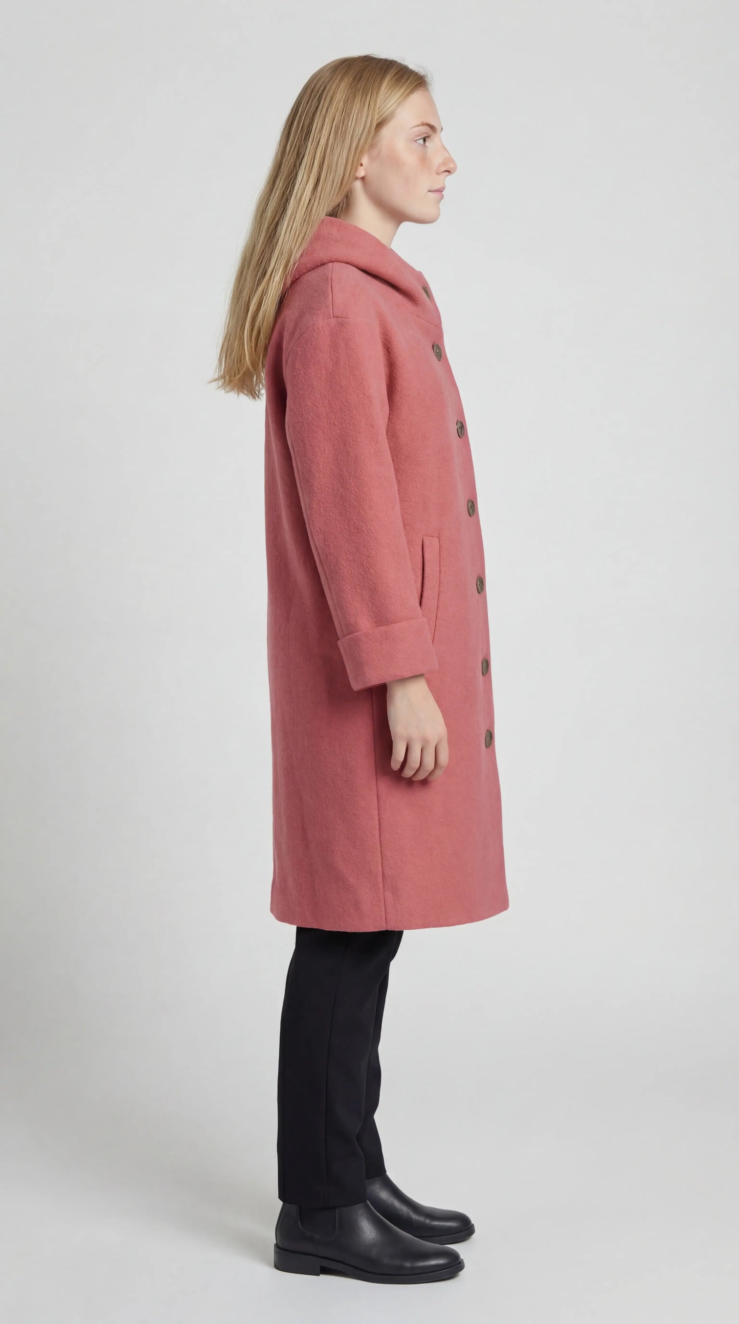 Lucia Dames Lange Jas | Rechte Snit | Met Knopen | Capuchon