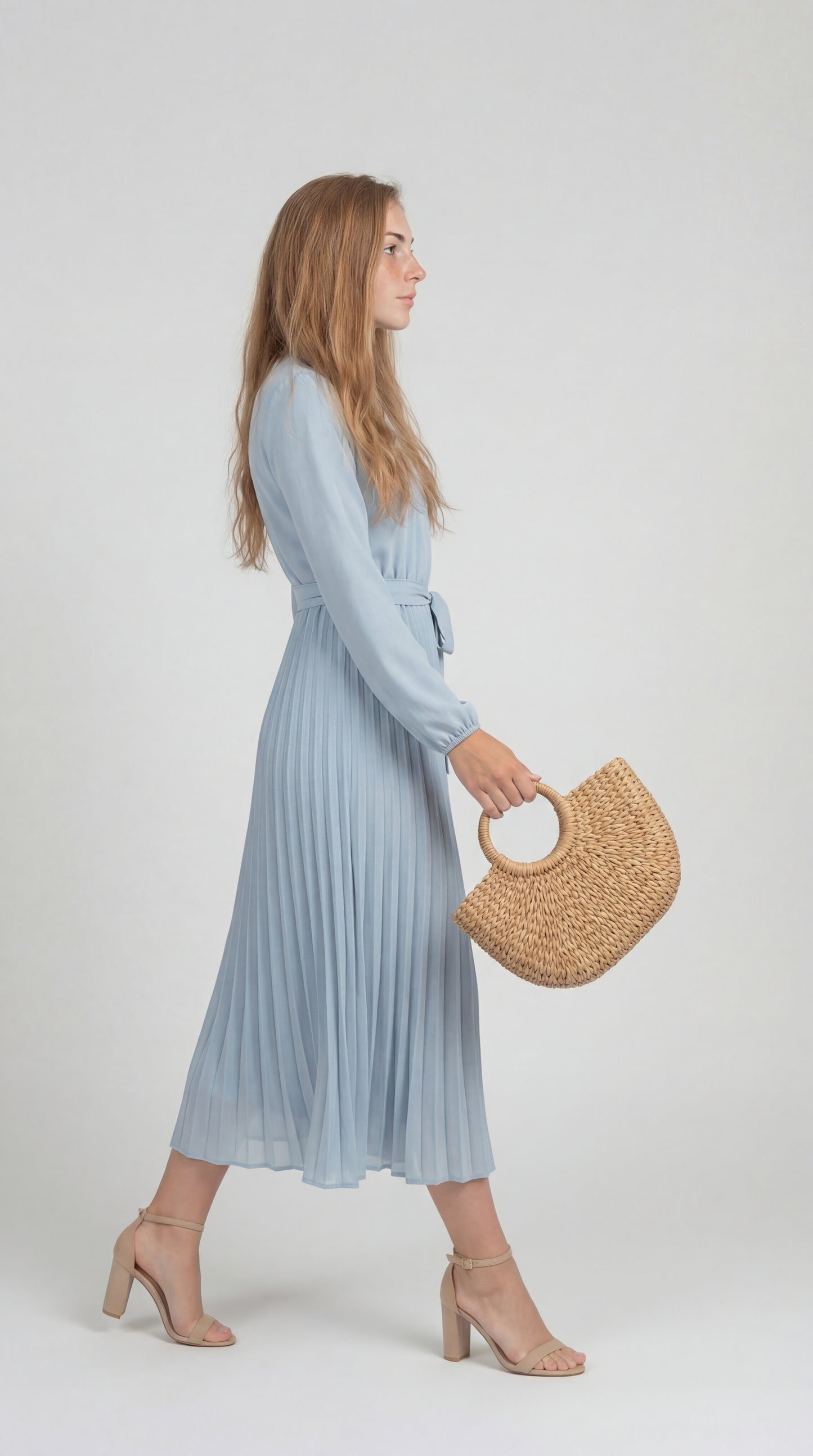 Valerina Dames Jurk | Midi | Geplisseerd Met Tailleceintuur