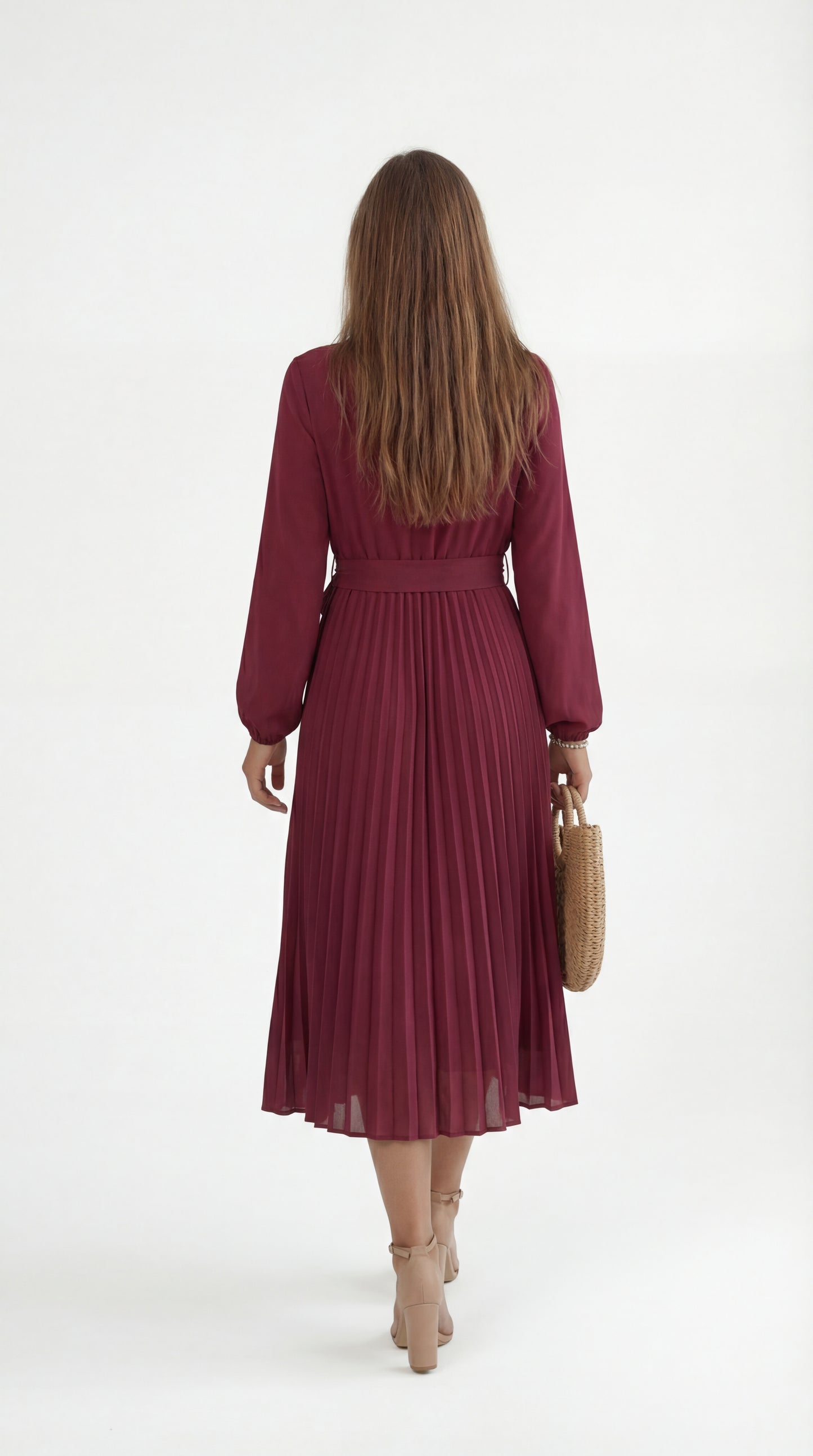 Valerina Dames Jurk | Midi | Geplisseerd Met Tailleceintuur