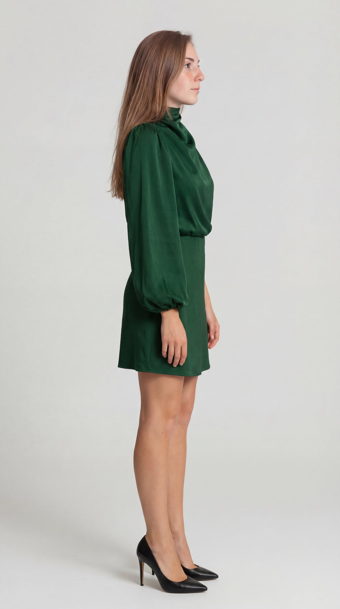 Palmira Dames One-Shoulder Mini Jurk | Satijnen Look | Asymmetrische Lange Mouw