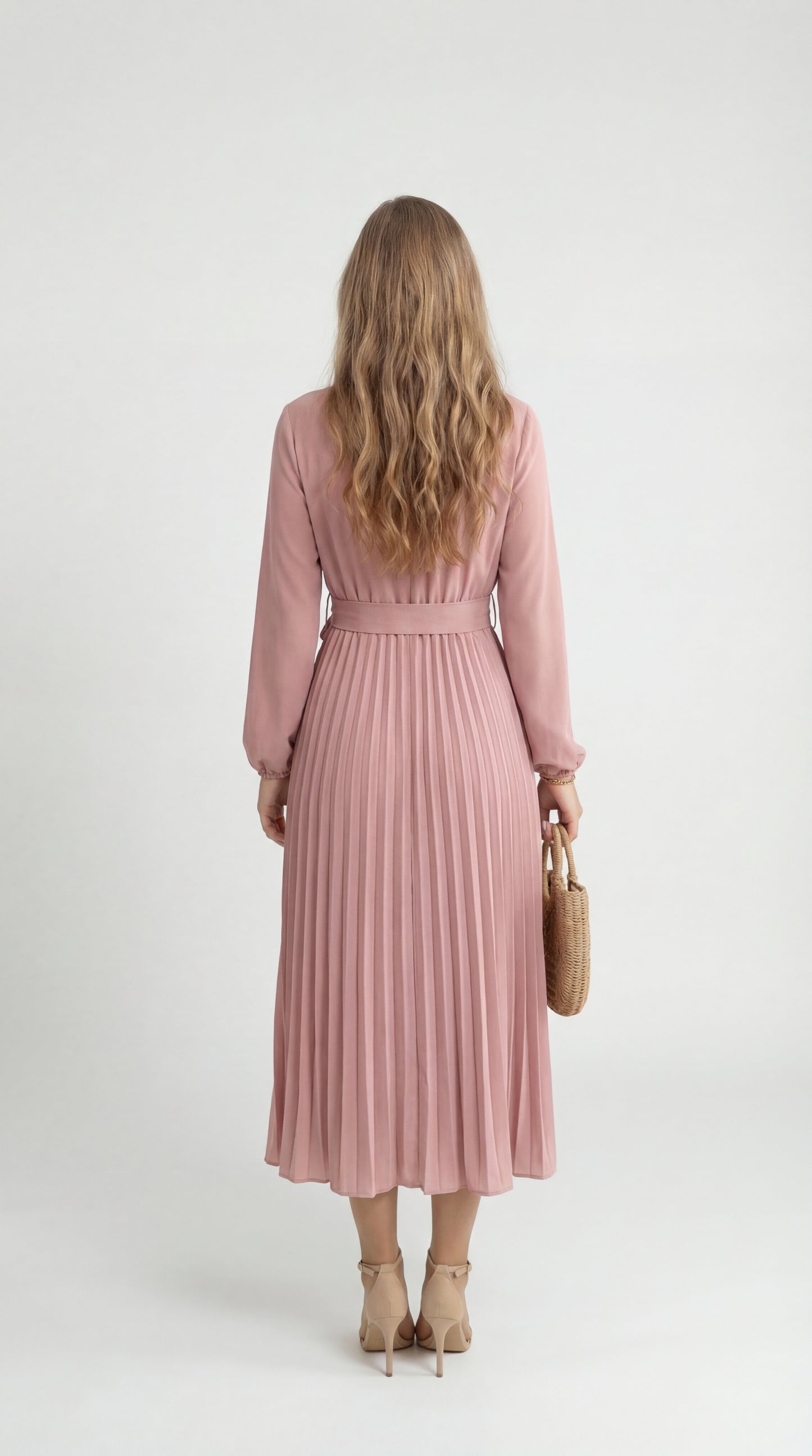 Valerina Dames Jurk | Midi | Geplisseerd Met Tailleceintuur